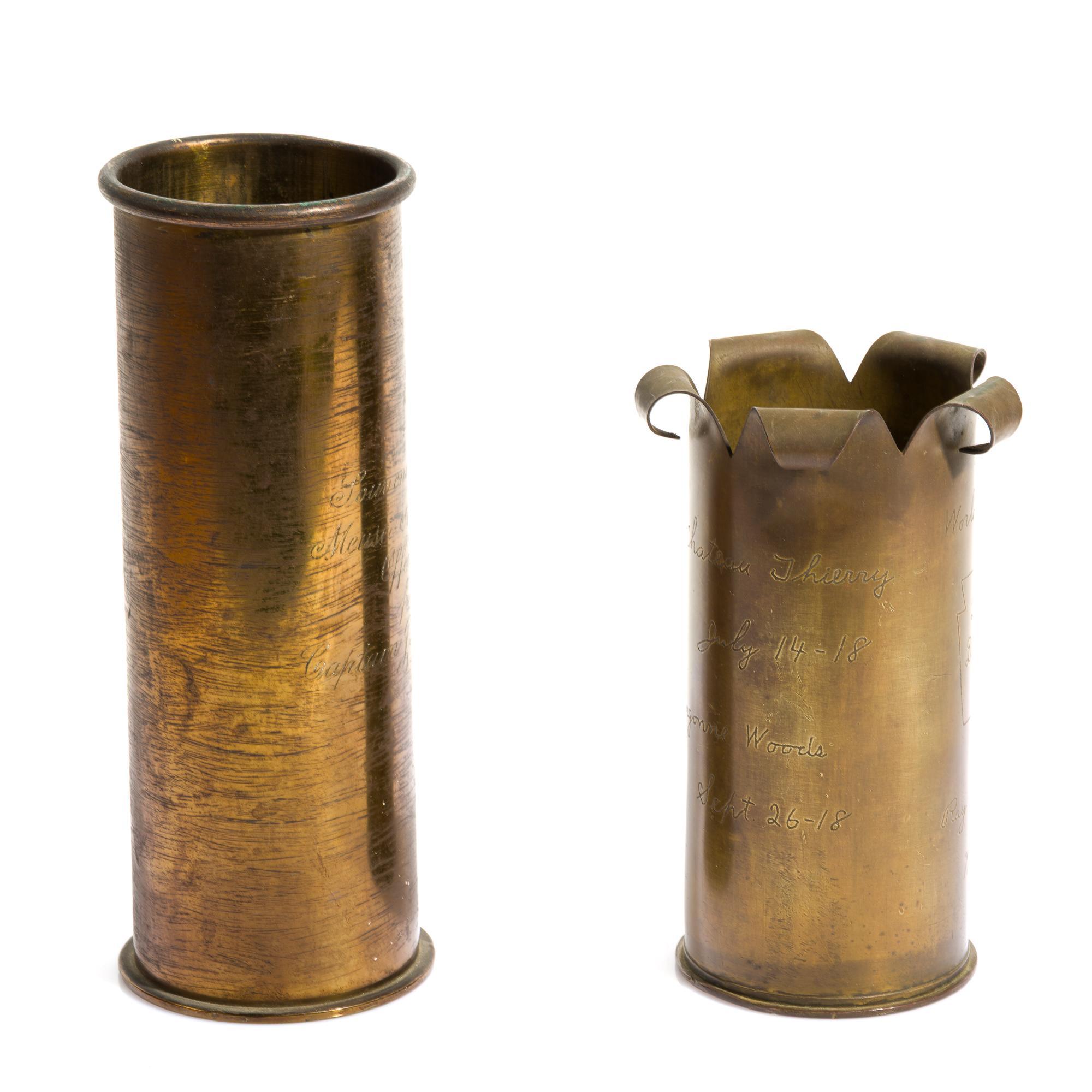 2 WWI Trench Art Shells