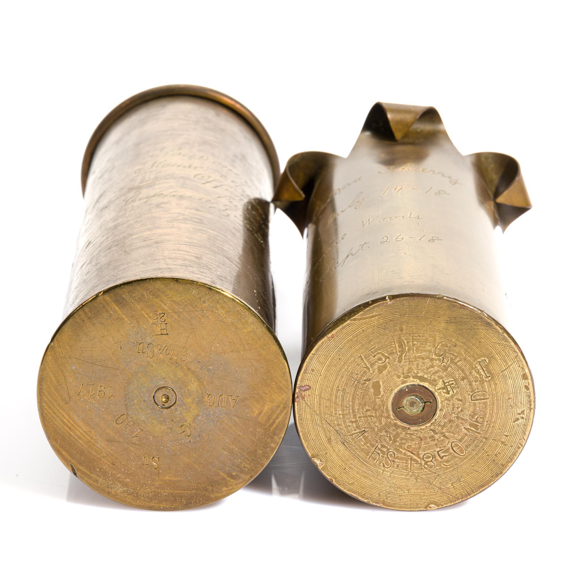 2 WWI Trench Art Shells