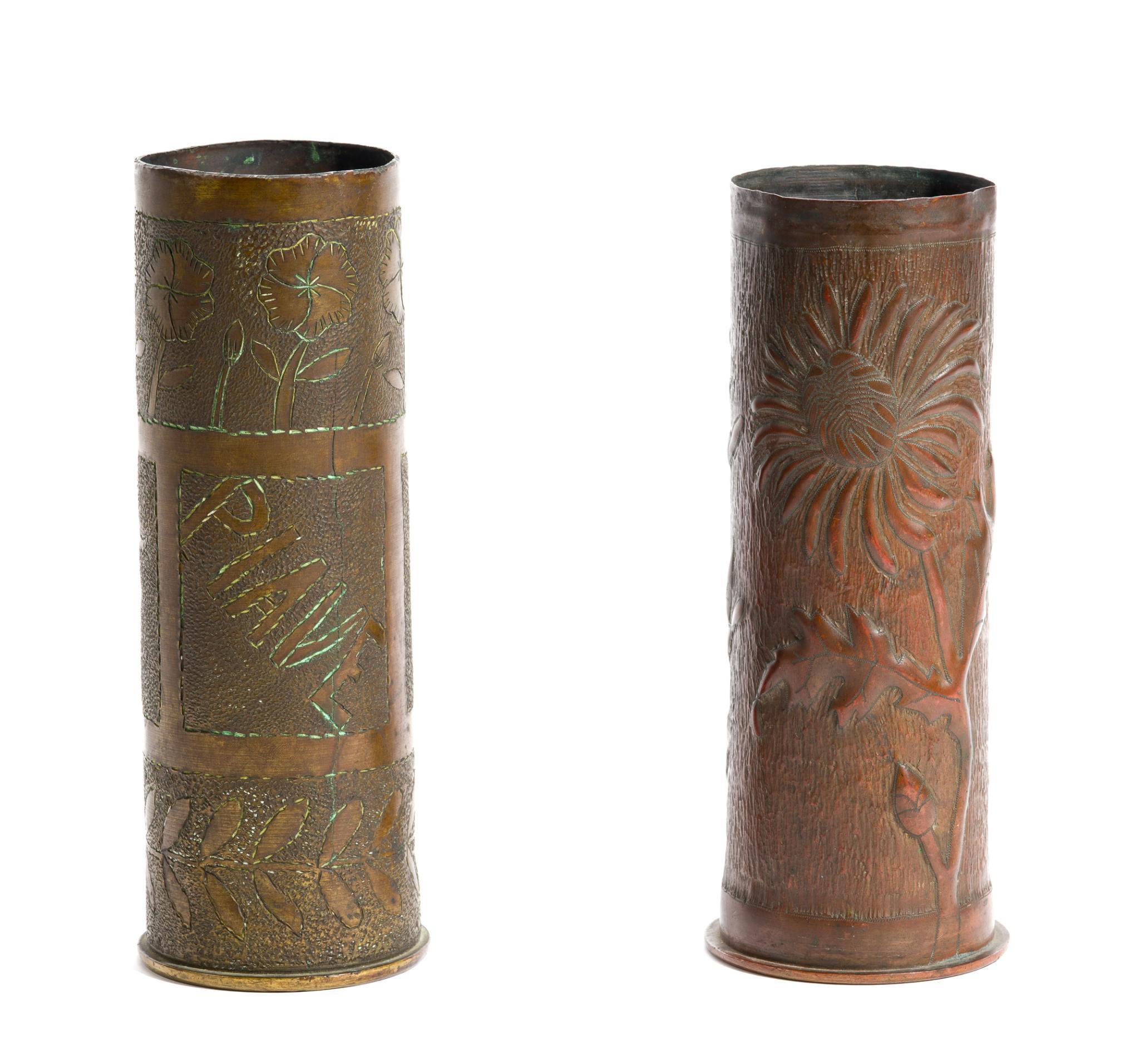 2 WWI Trench Art Shells