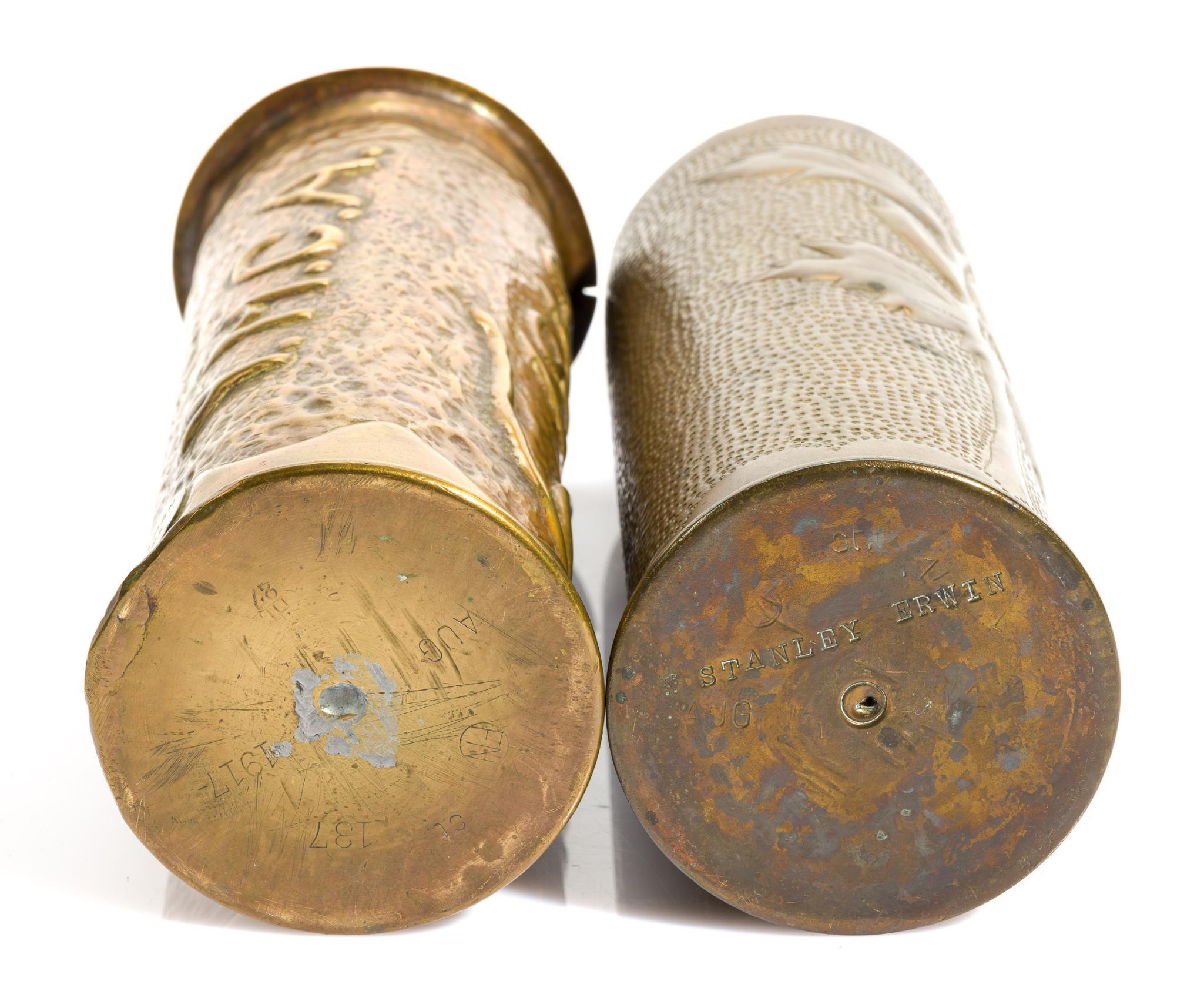 2 WWI Trench Art Shells