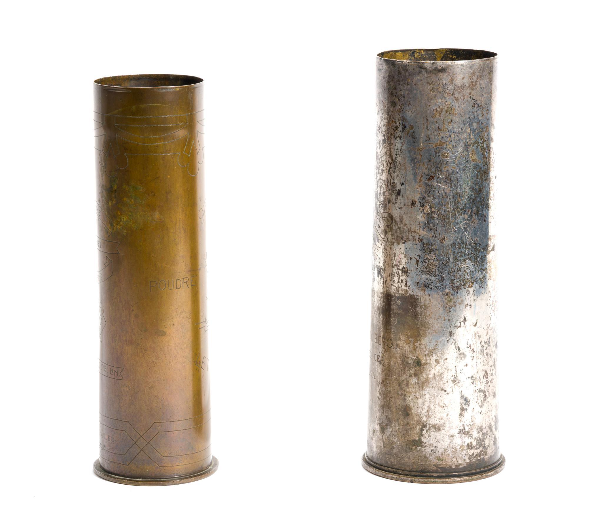 2 WWI Trench Art Shells