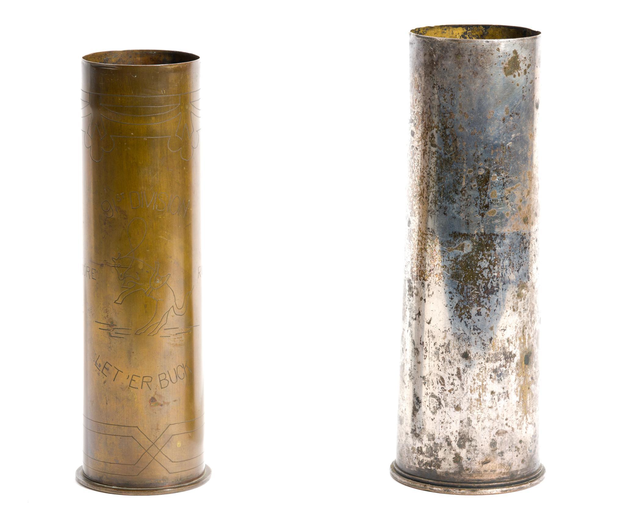2 WWI Trench Art Shells