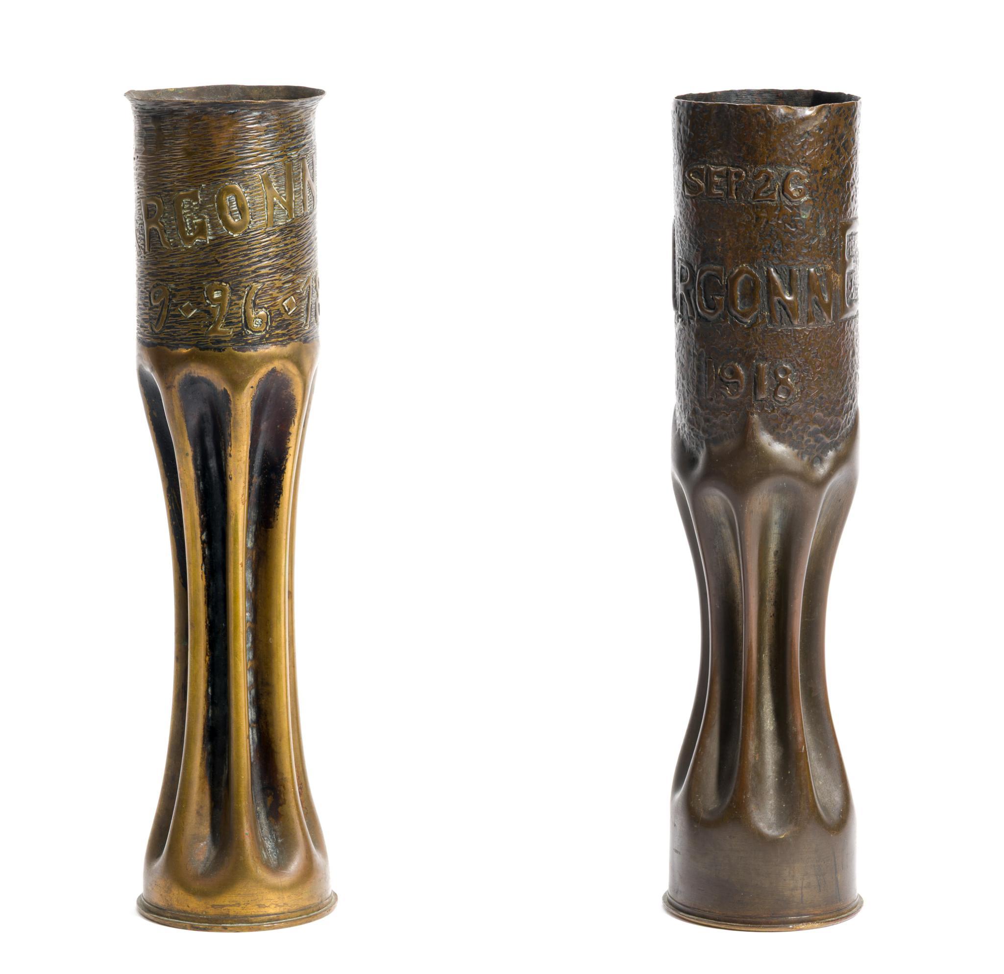 2 French WWI Trench Art Shells