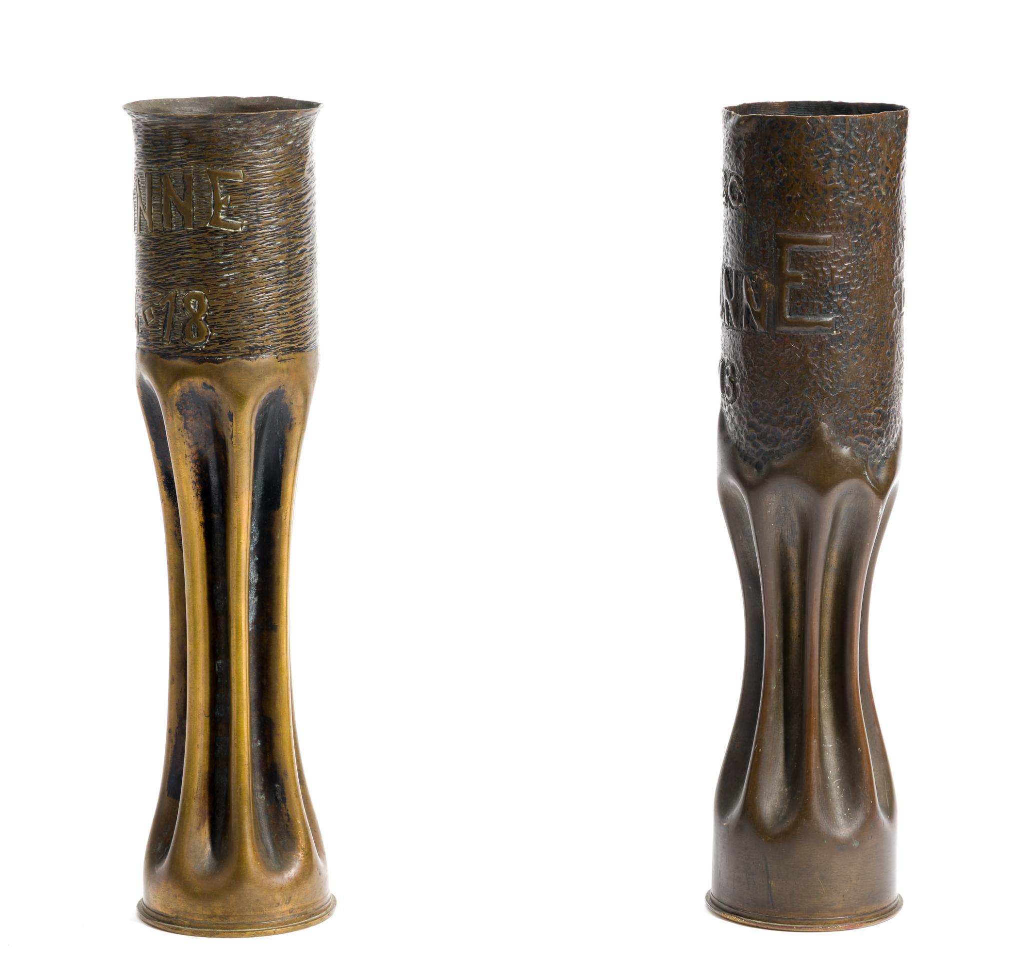 2 French WWI Trench Art Shells