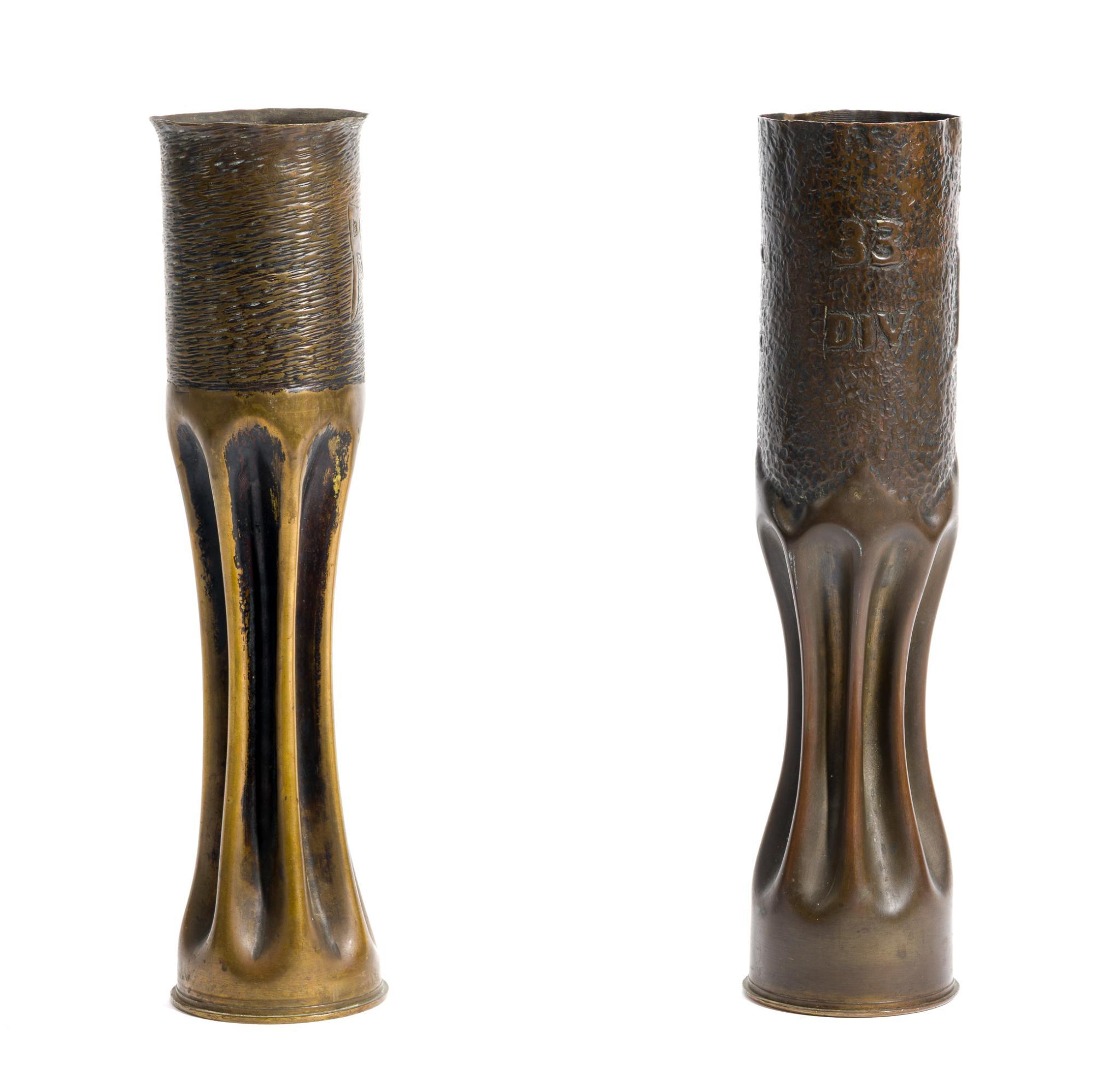 2 French WWI Trench Art Shells