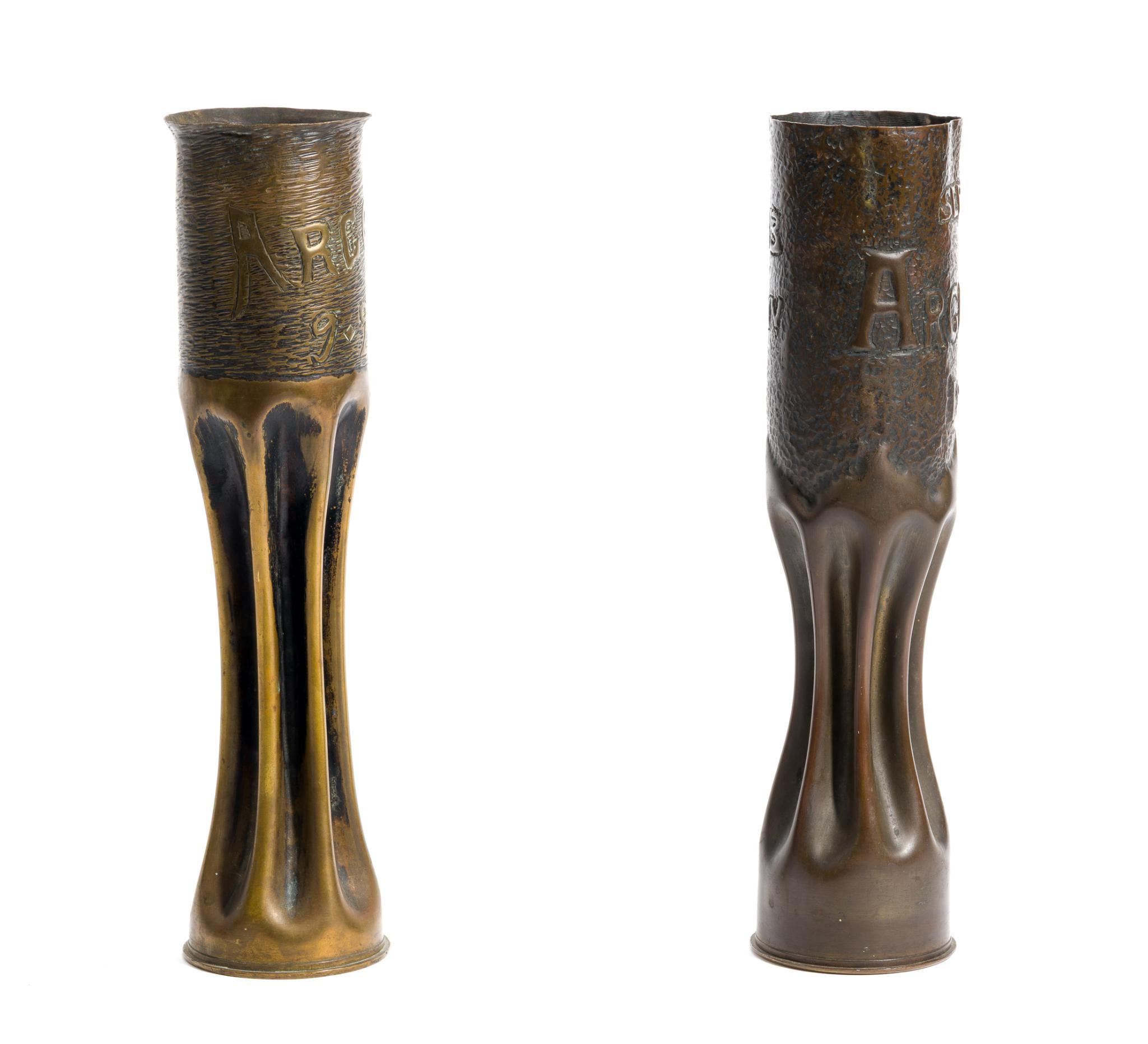 2 French WWI Trench Art Shells
