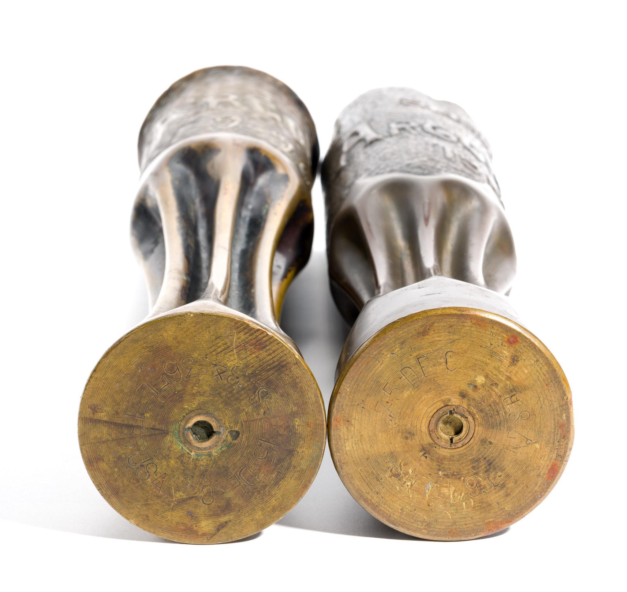 2 French WWI Trench Art Shells