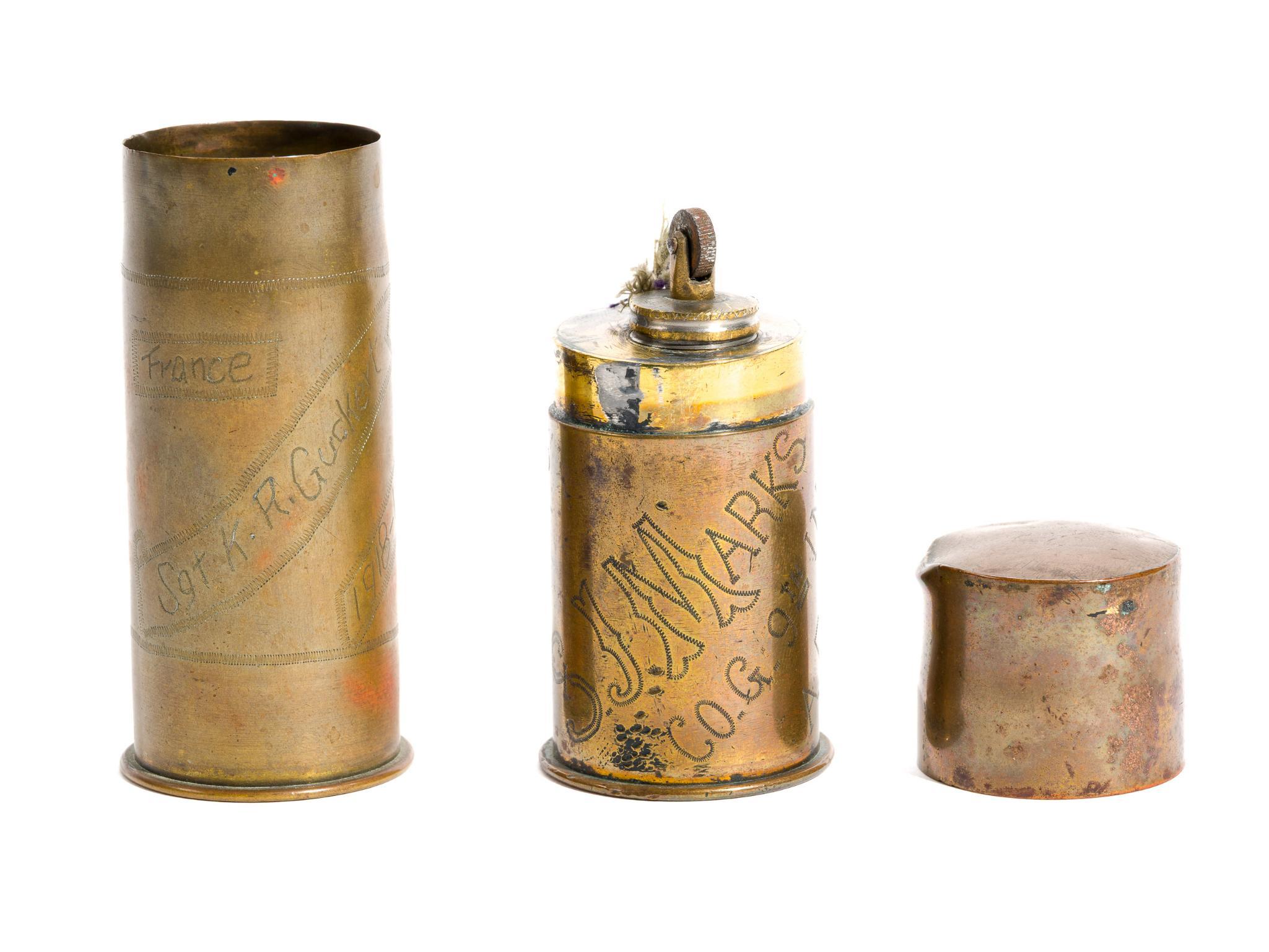 2 WWI Trench Art Shells