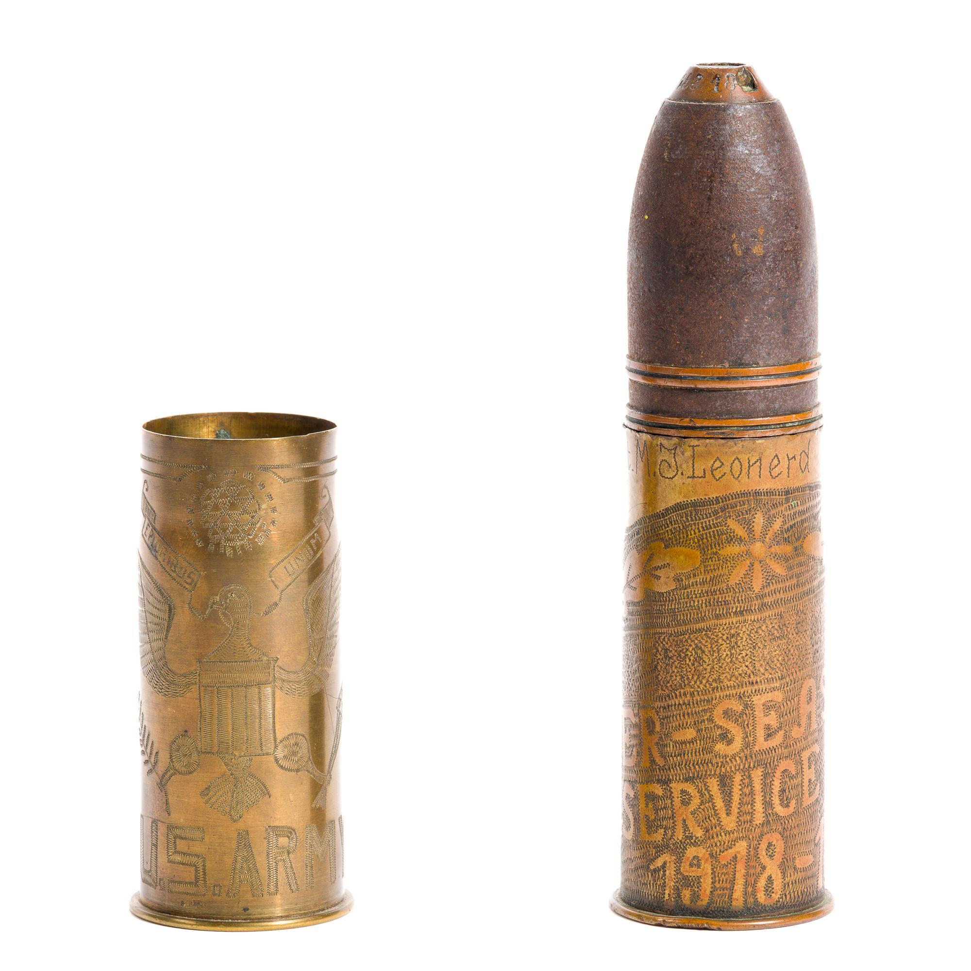 2 WWI Trench Art Shells
