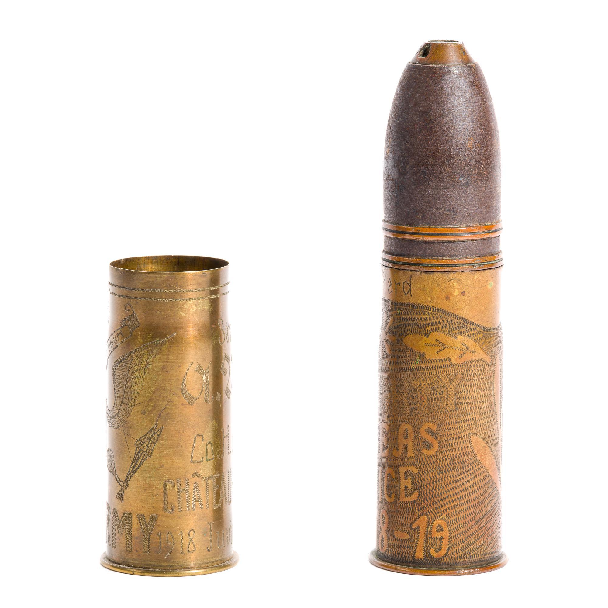 2 WWI Trench Art Shells