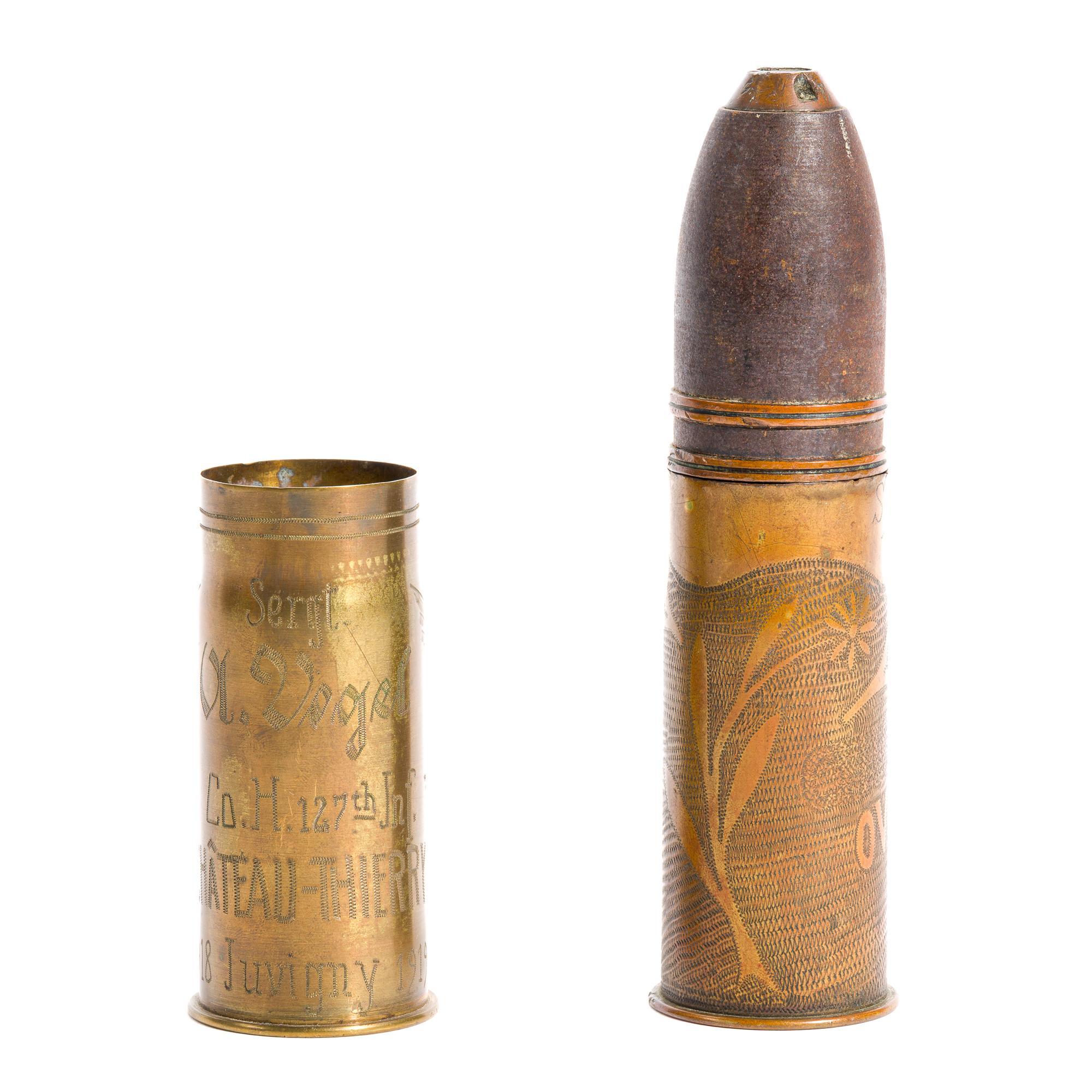 2 WWI Trench Art Shells
