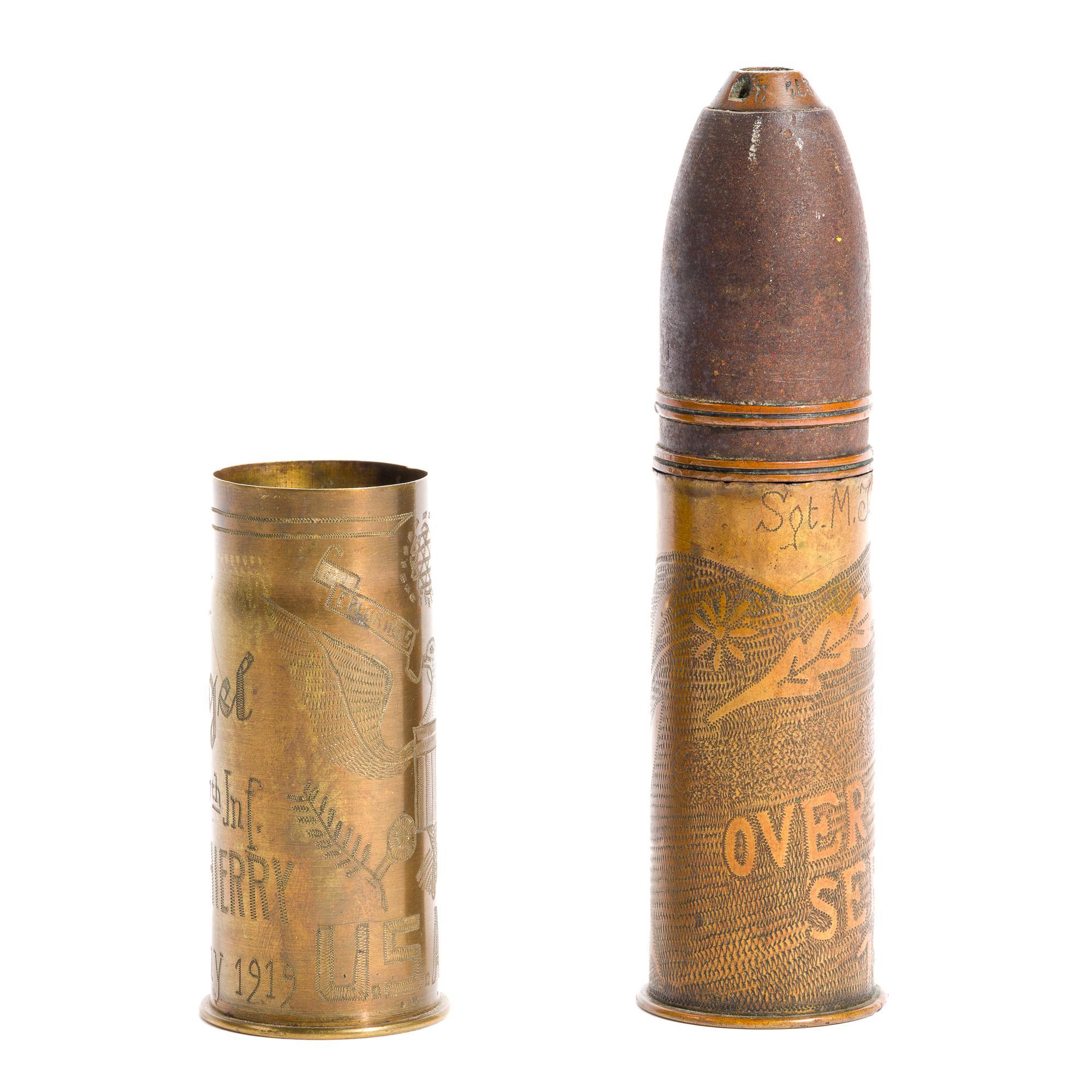 2 WWI Trench Art Shells