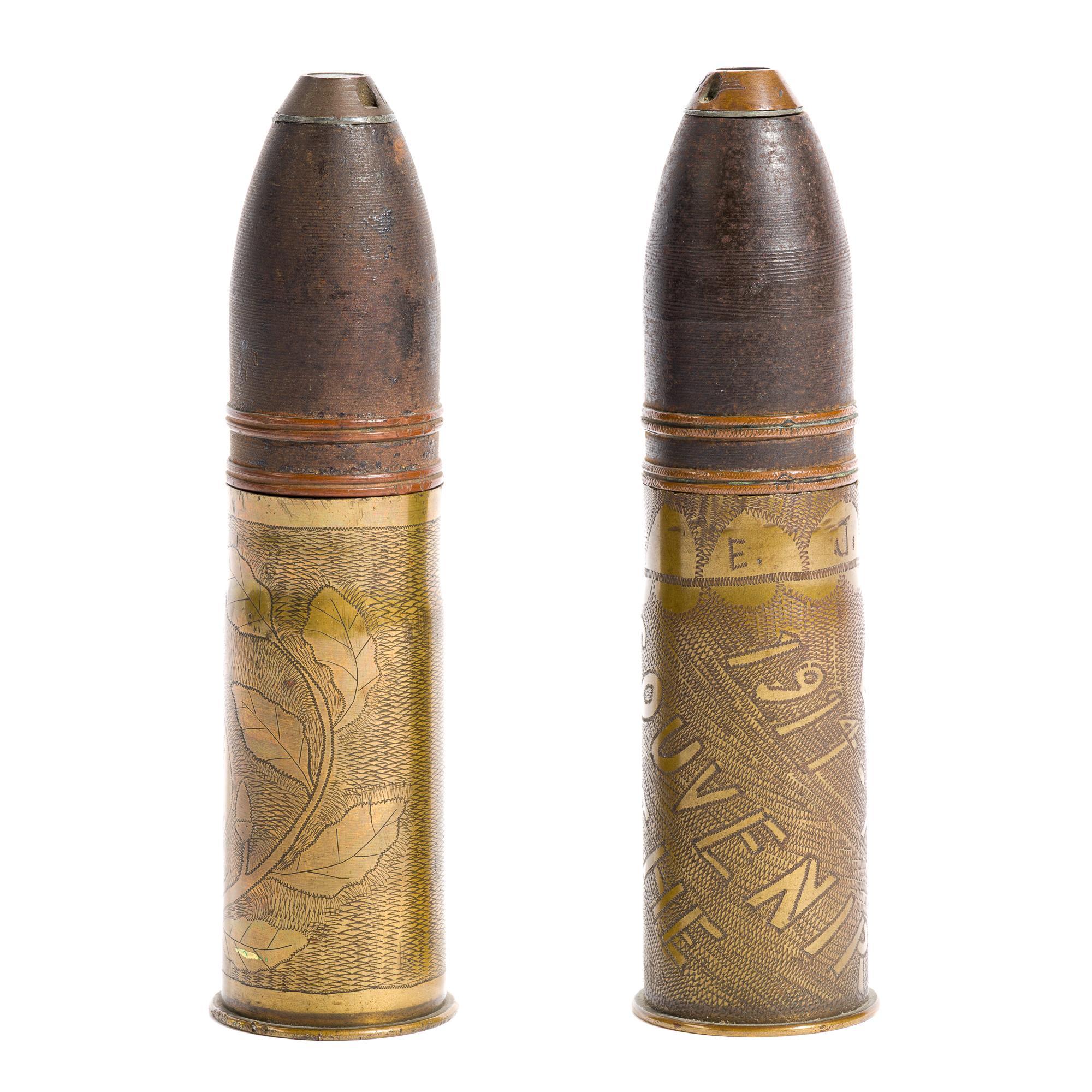 2 WWI Trench Art Shells