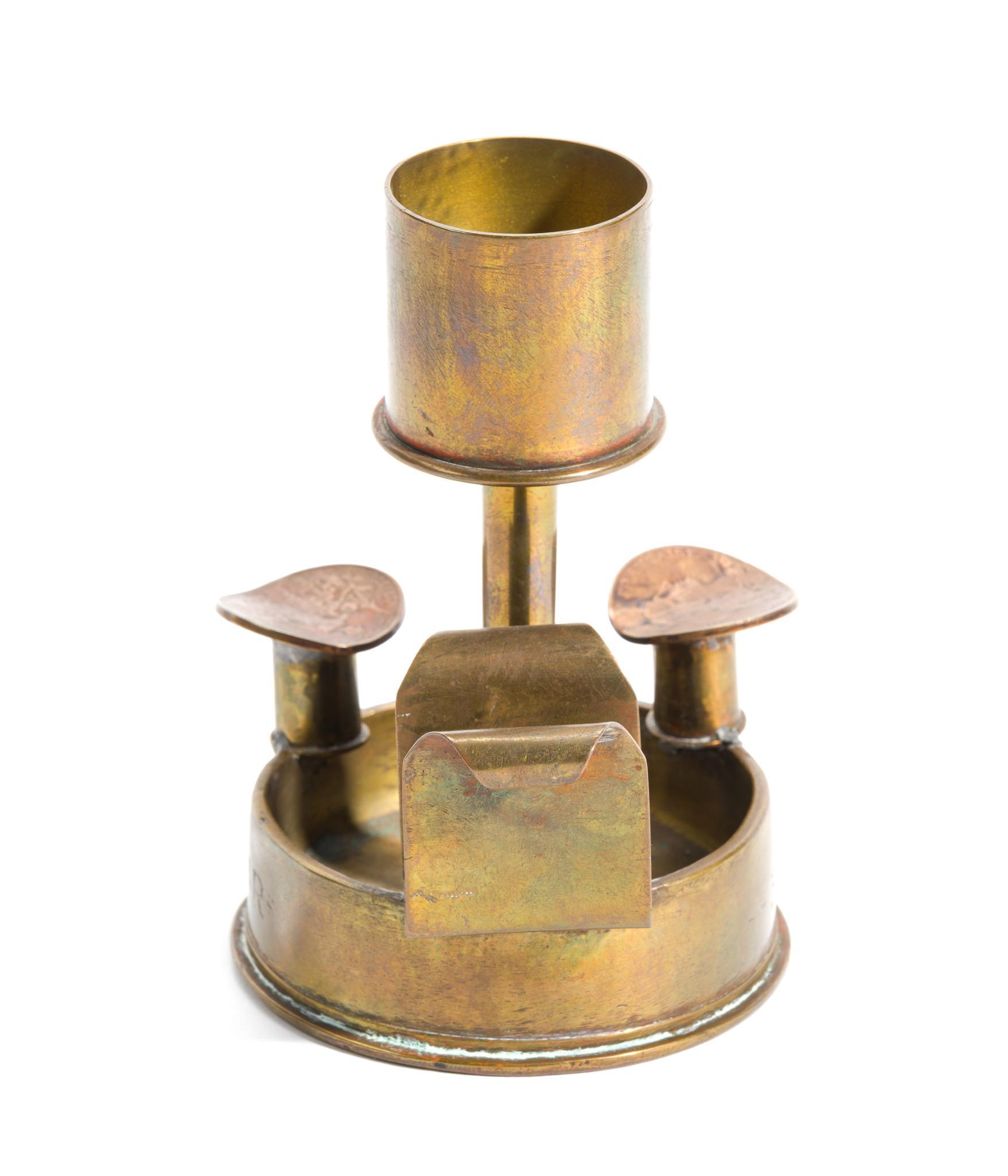 2 WWI Trench Art Ashtrays