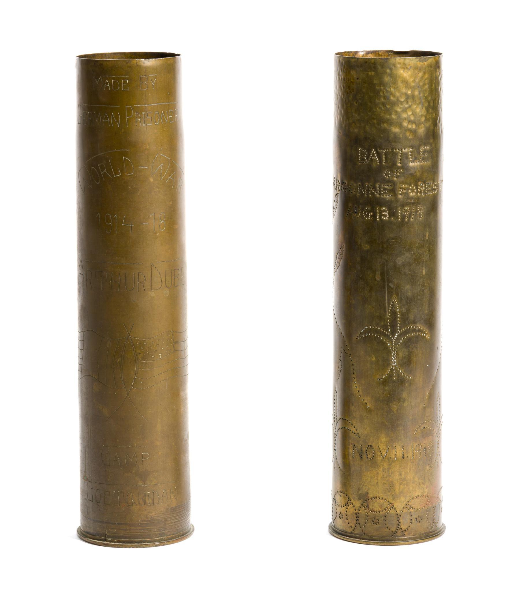 2 WWI Trench Art Shells