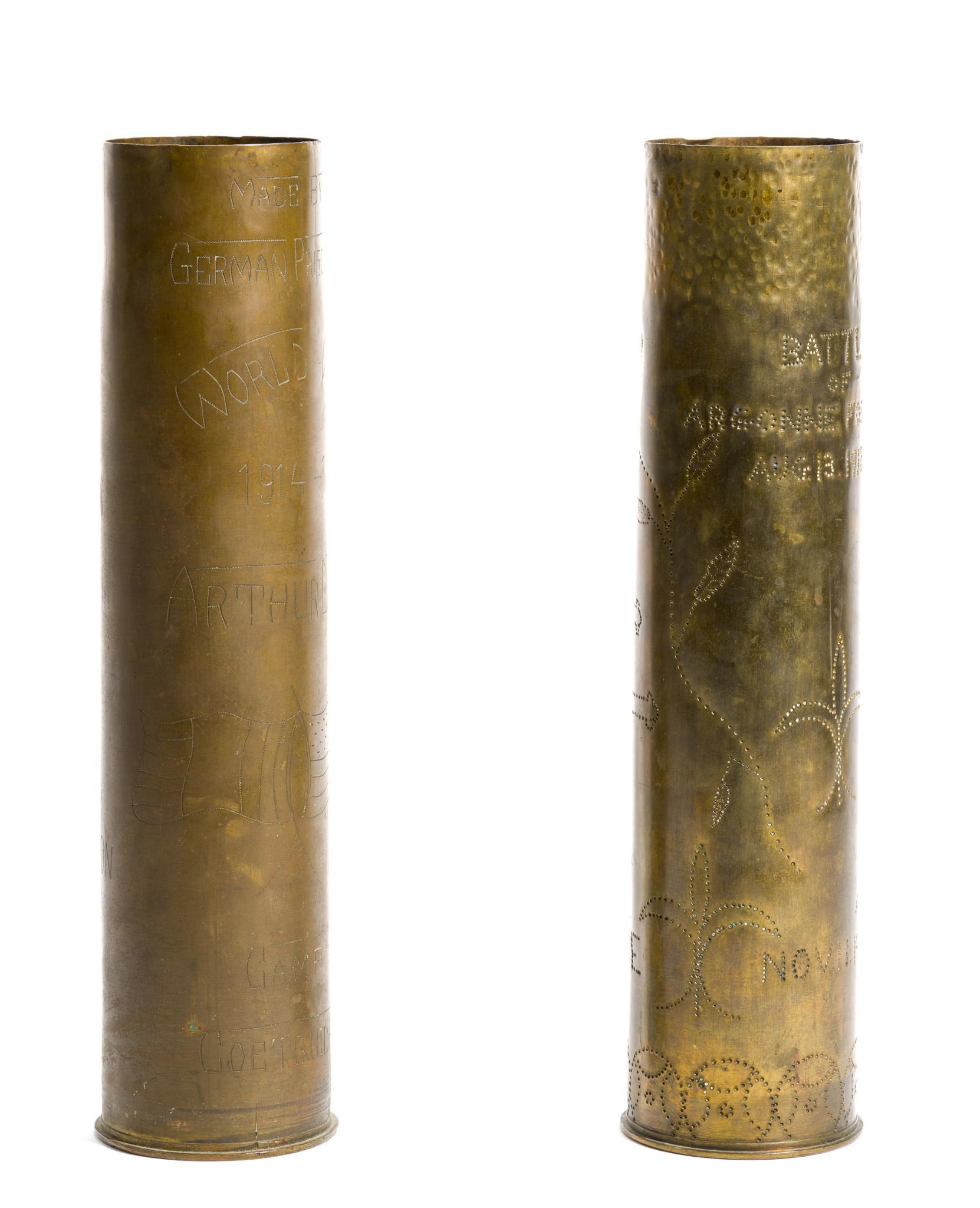 2 WWI Trench Art Shells