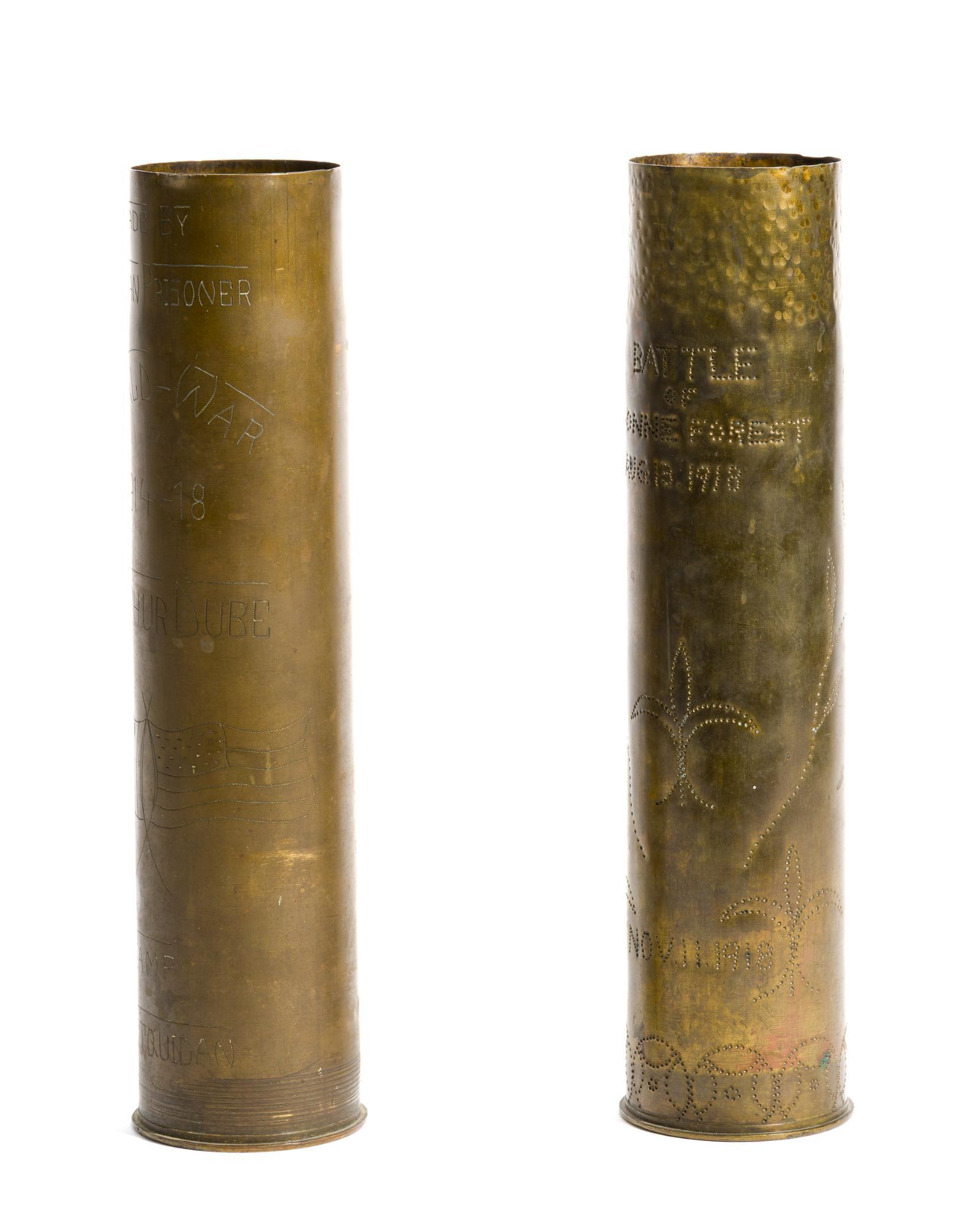 2 WWI Trench Art Shells