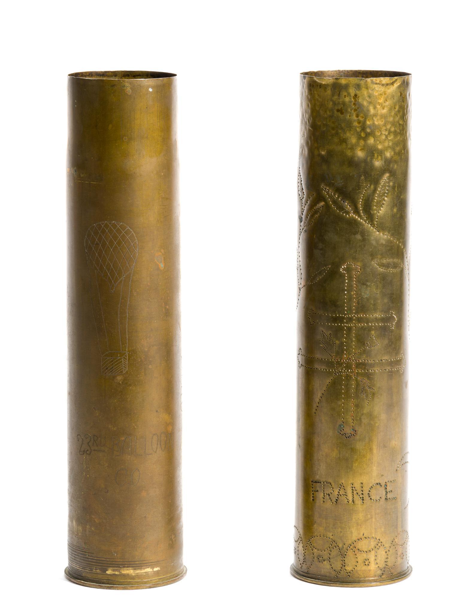 2 WWI Trench Art Shells