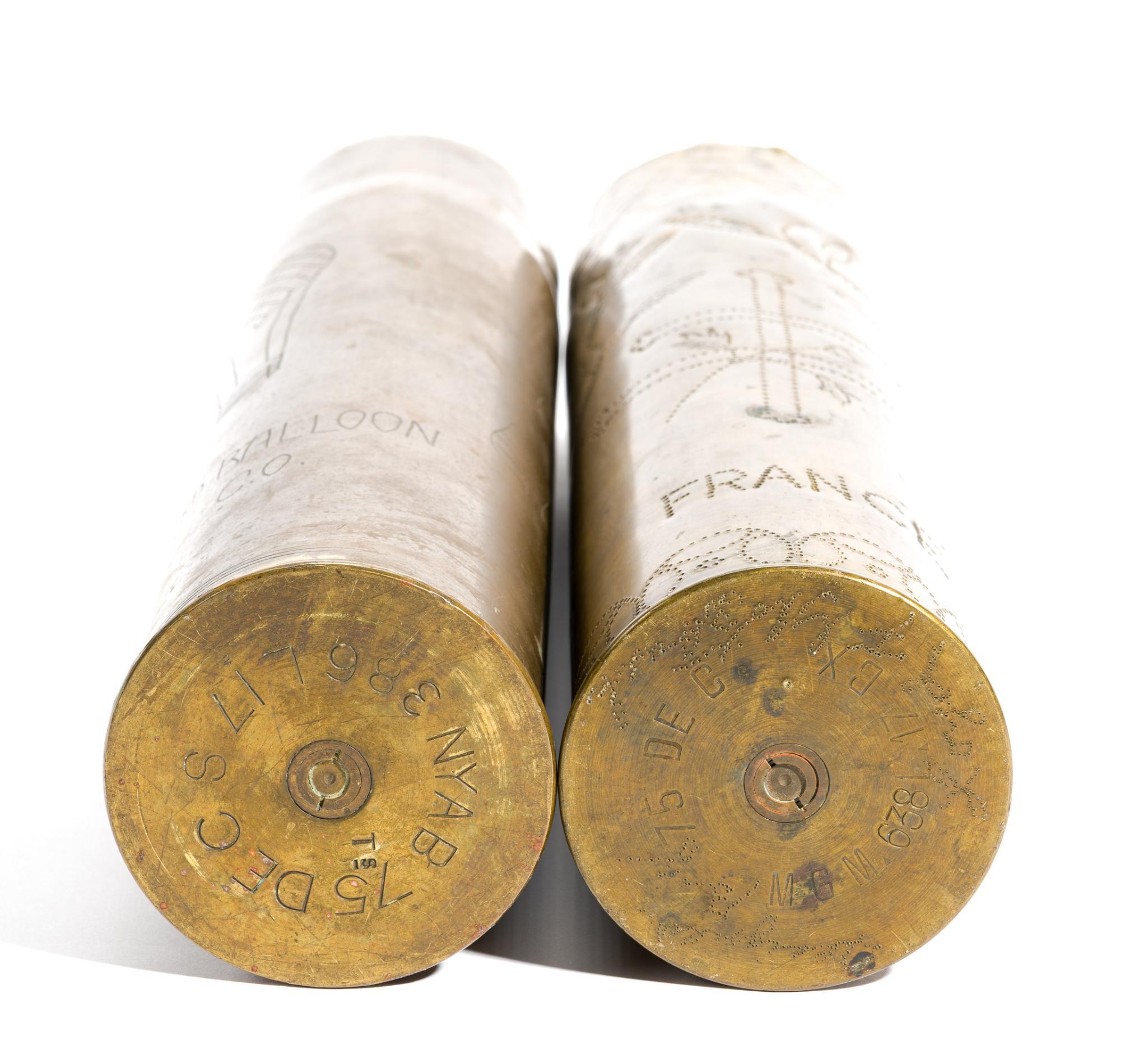 2 WWI Trench Art Shells