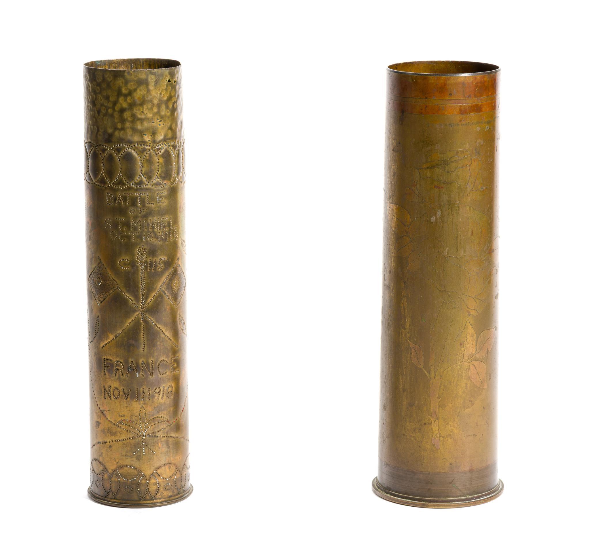 2 WWI Trench Art Shells