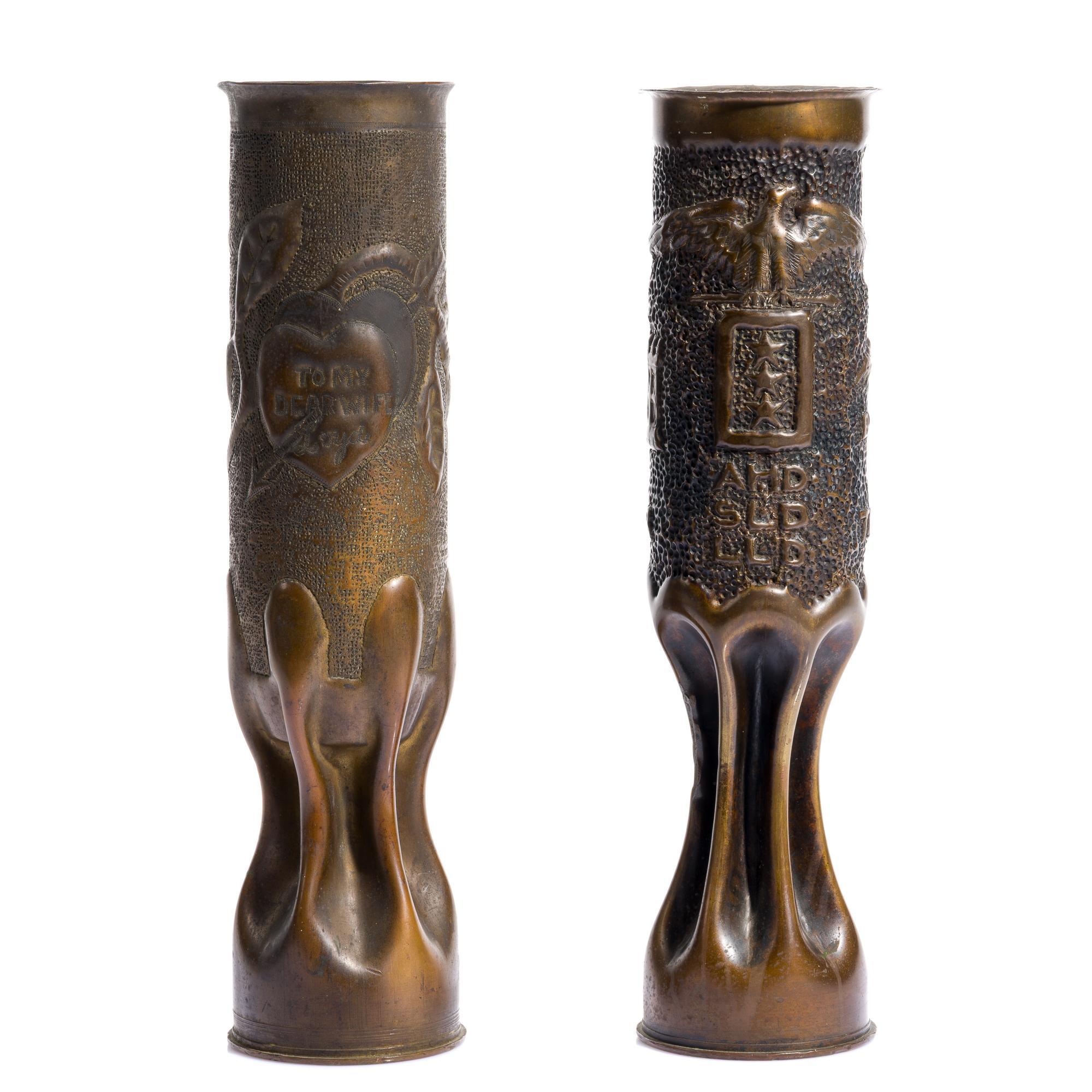 2 WWI Trench Art Shells