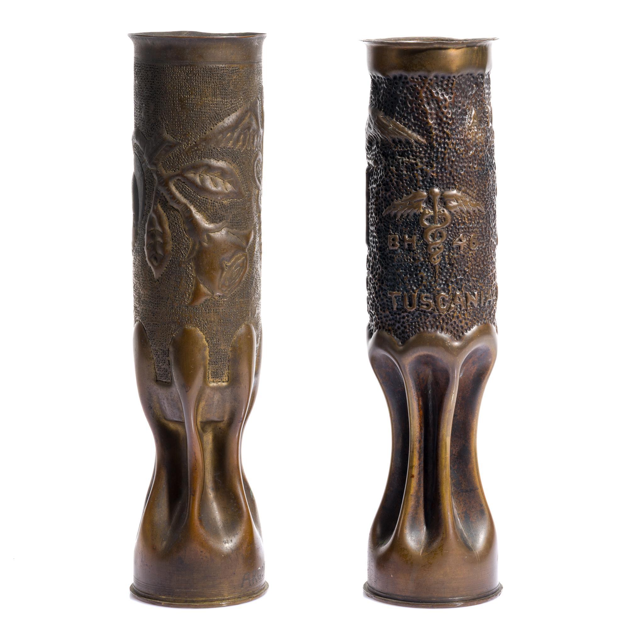 2 WWI Trench Art Shells