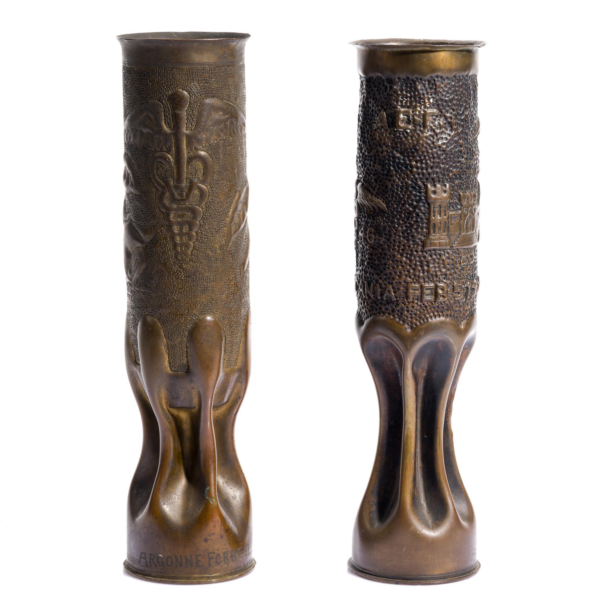 2 WWI Trench Art Shells