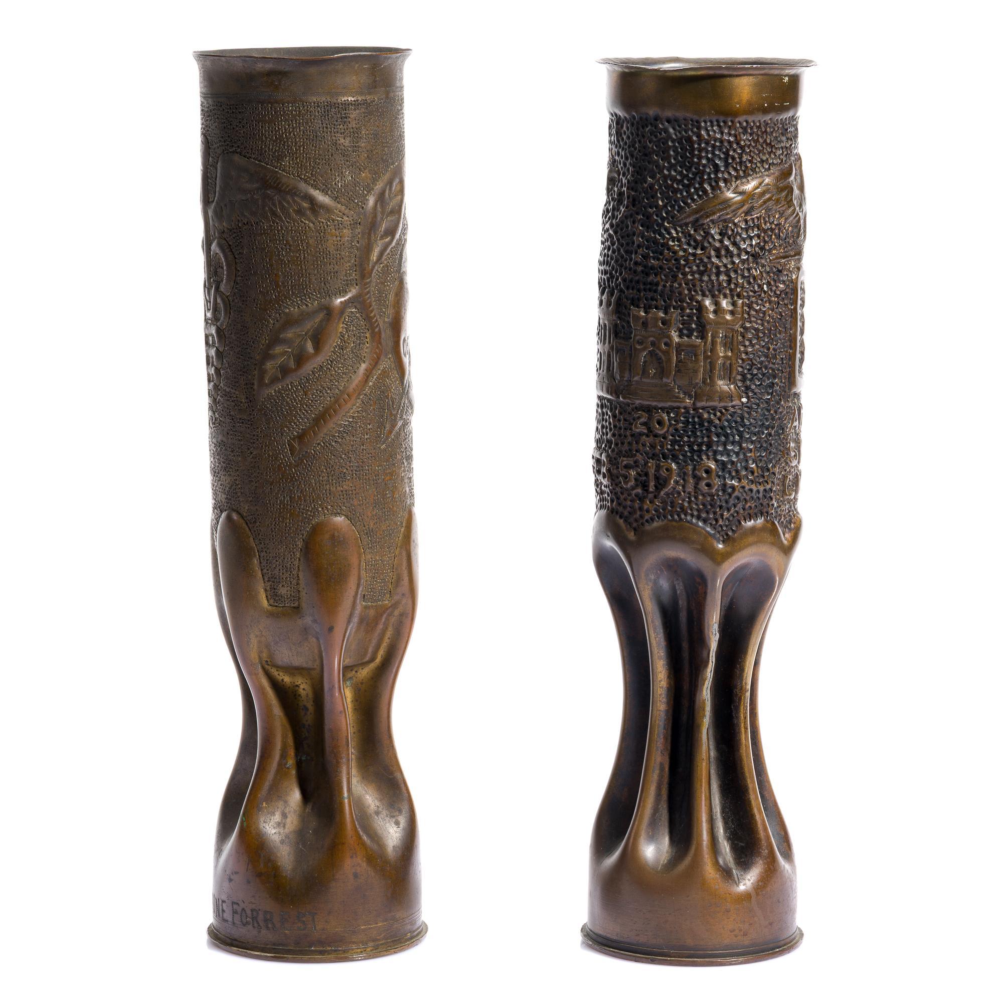 2 WWI Trench Art Shells