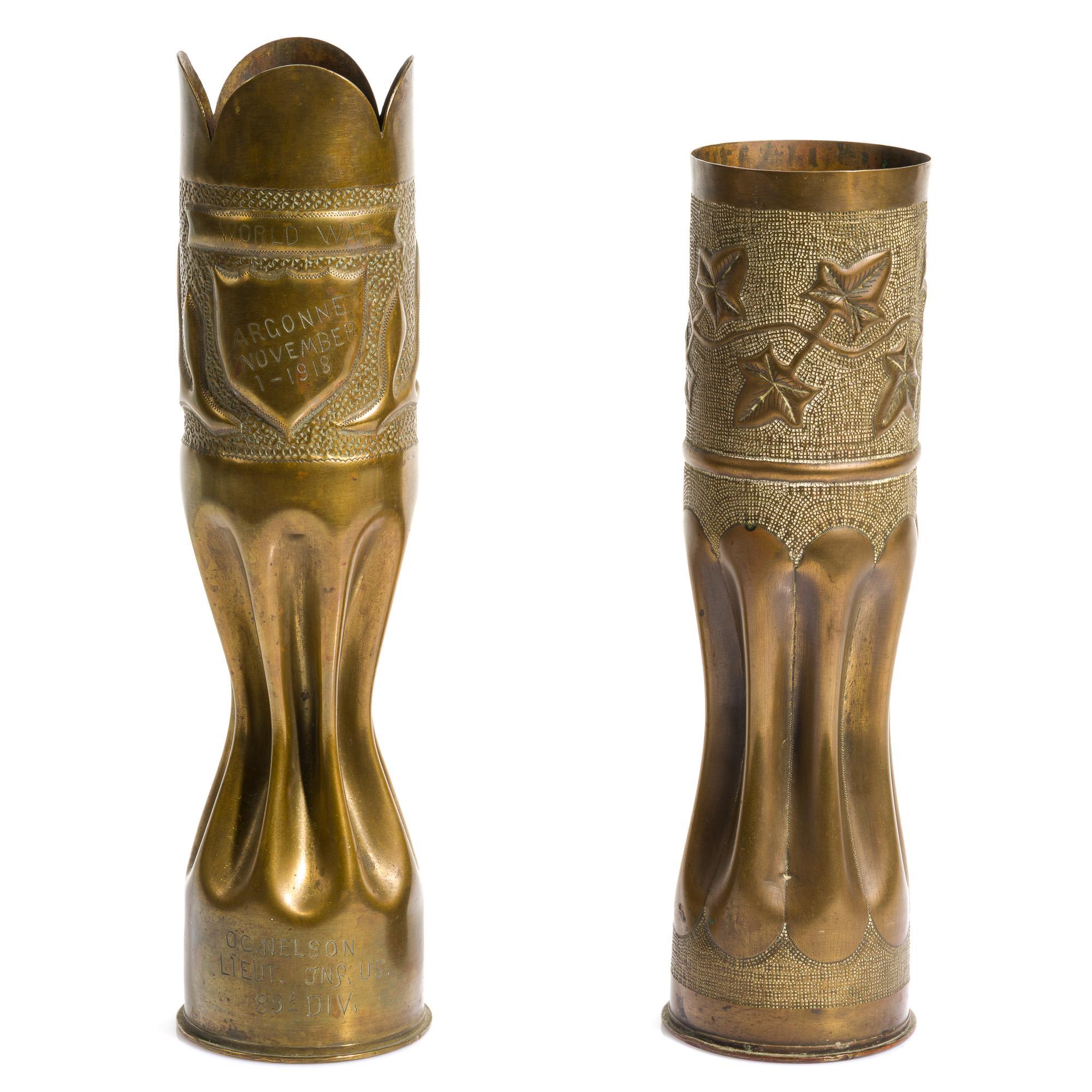 2 WWI Trench Art Shells