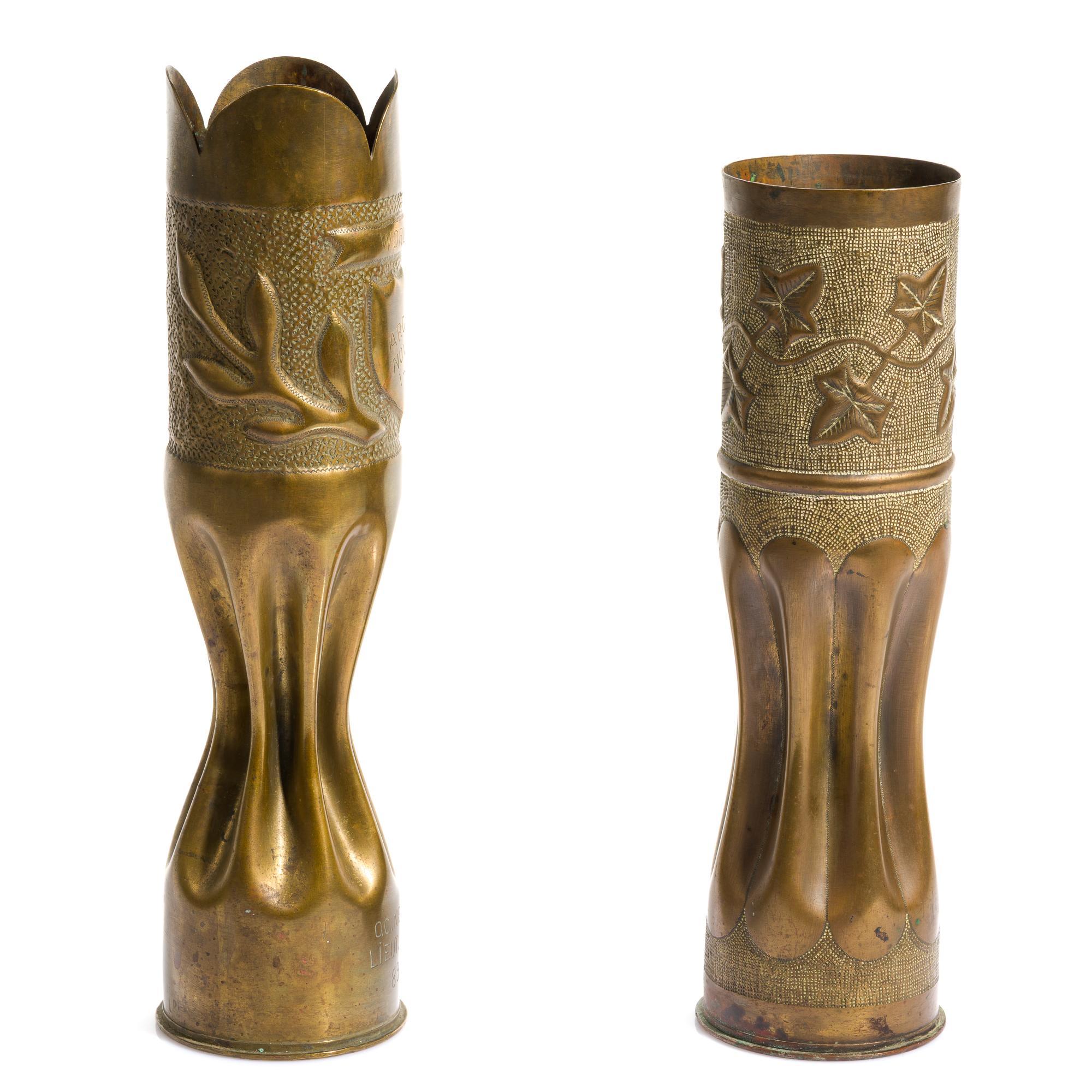 2 WWI Trench Art Shells