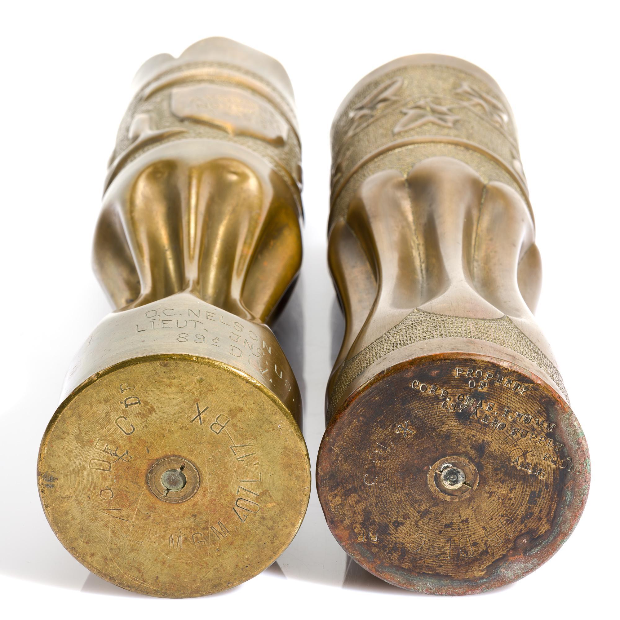 2 WWI Trench Art Shells