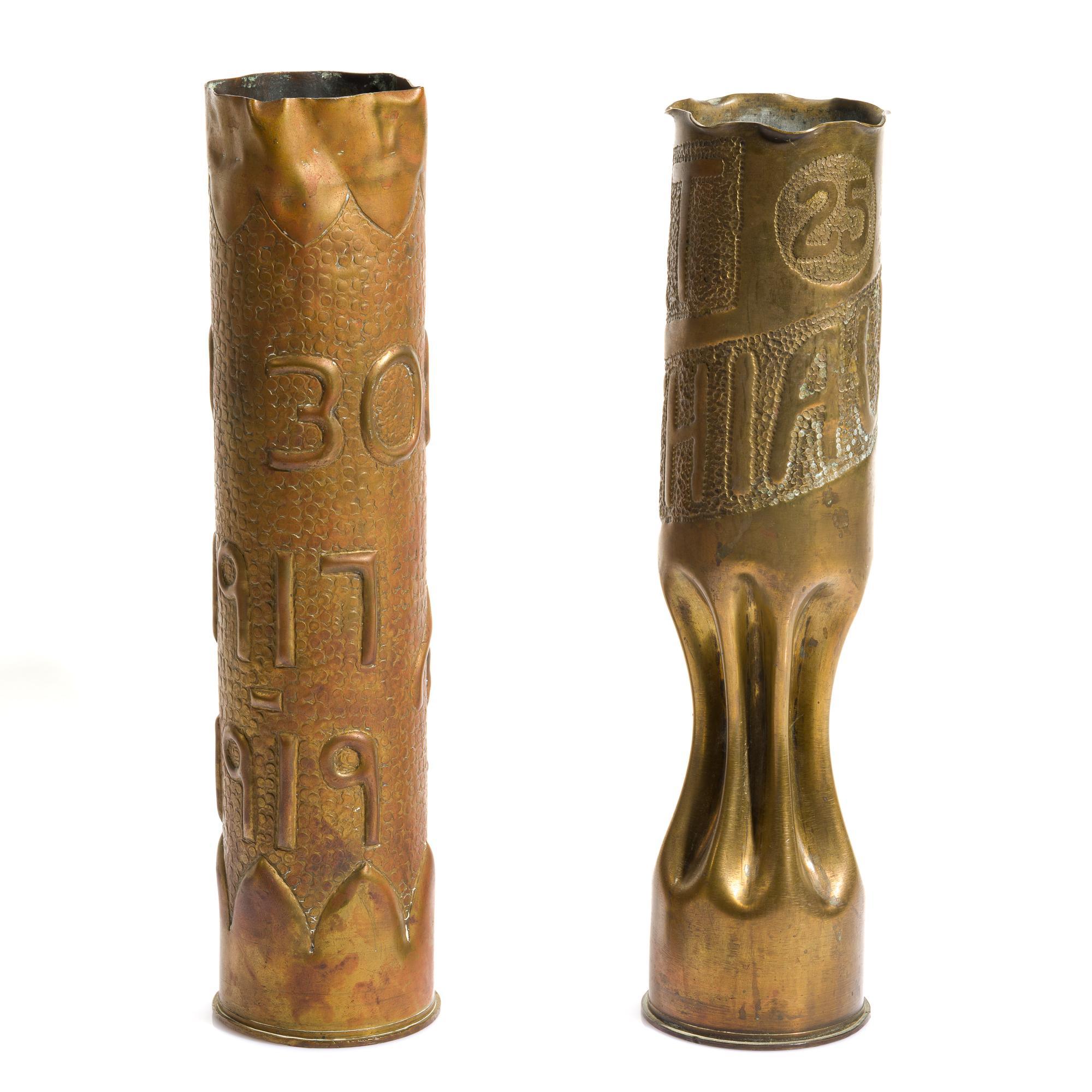 2 WWI Trench Art Shells