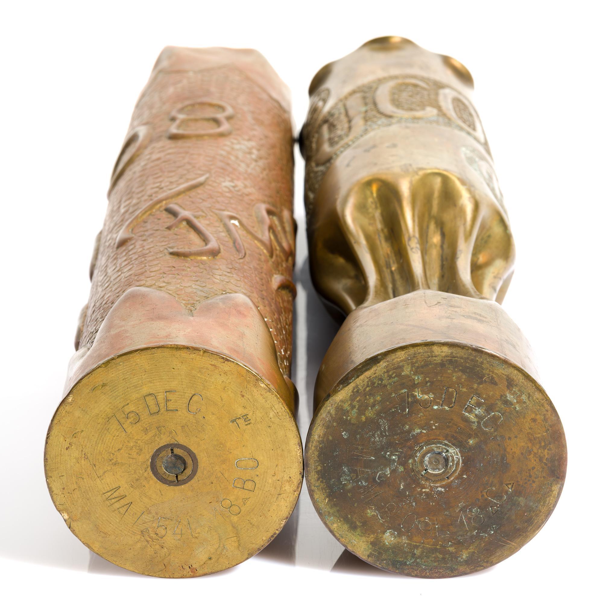 2 WWI Trench Art Shells