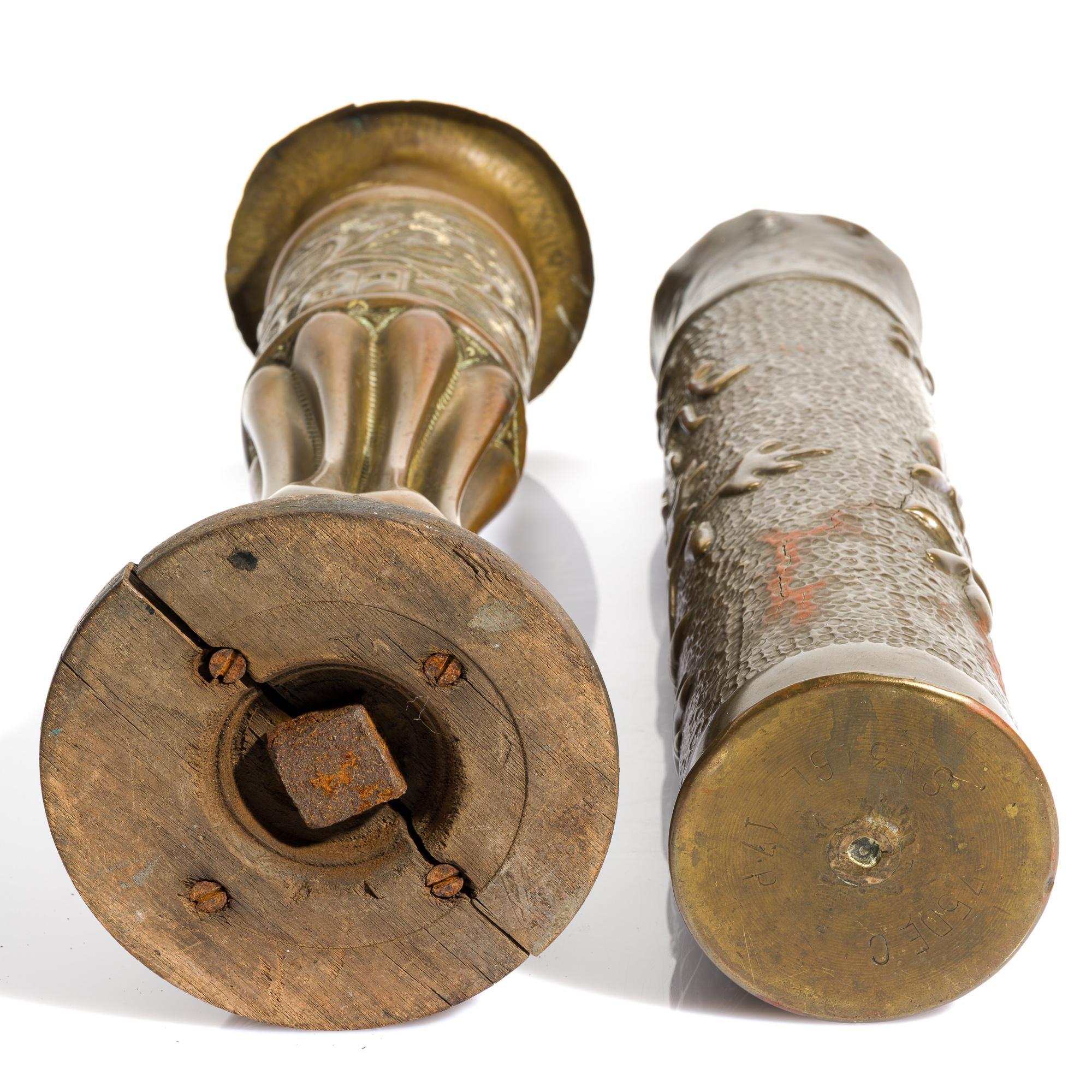 2 WWI Trench Art Shells