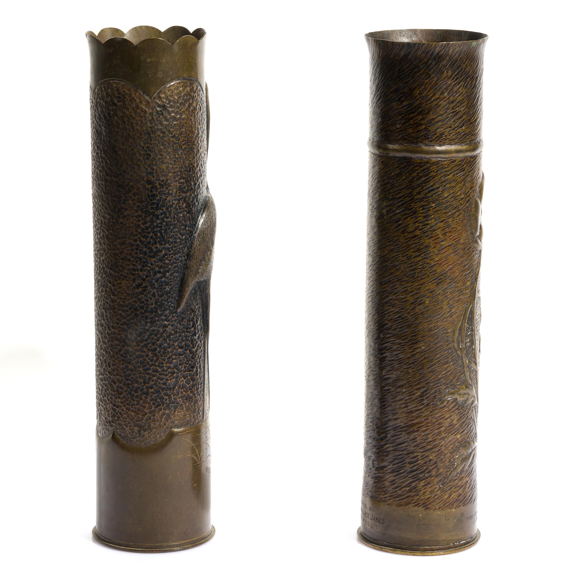 2 WWI Trench Art Shells