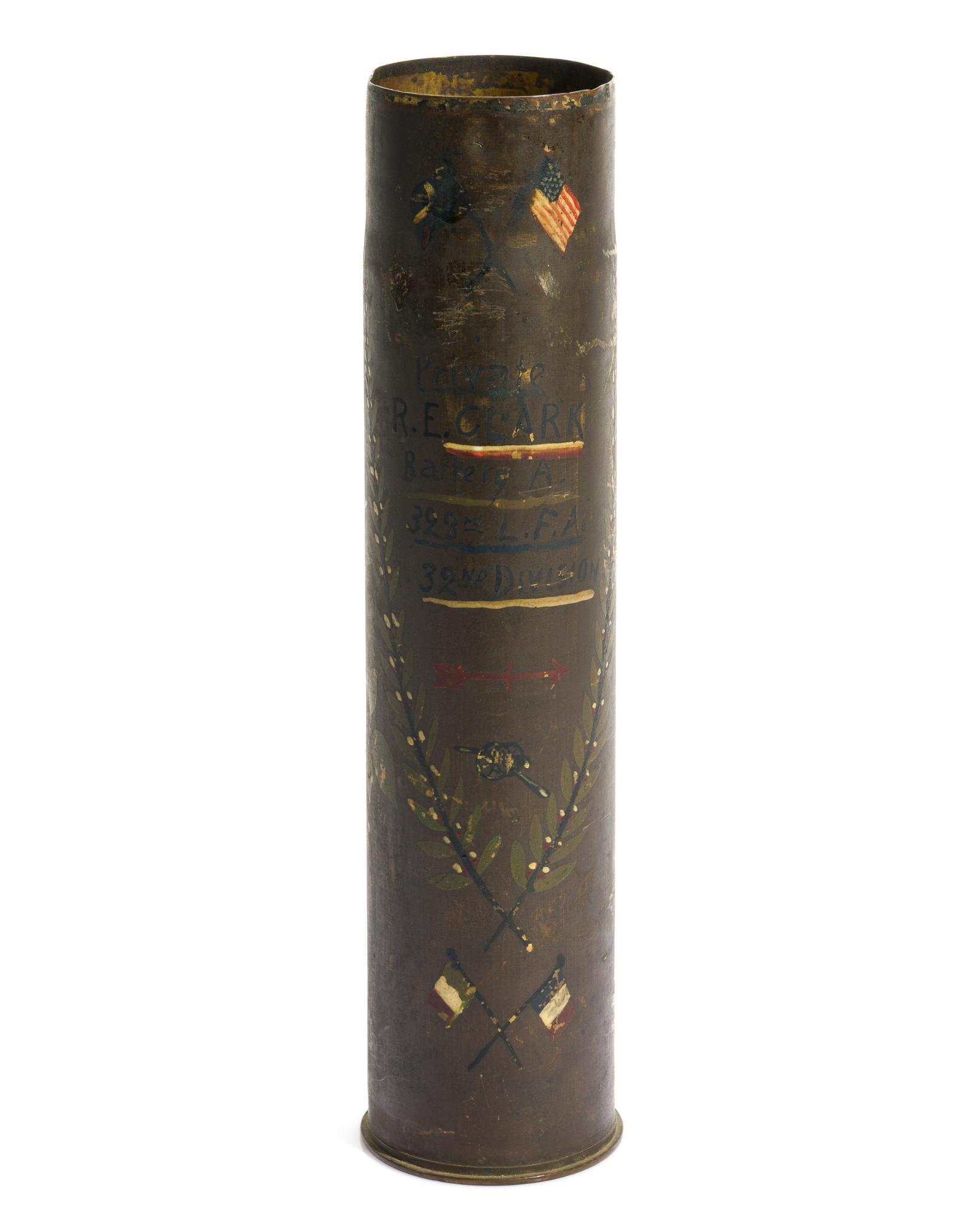 WWI Painted Trench Art Shell Vase