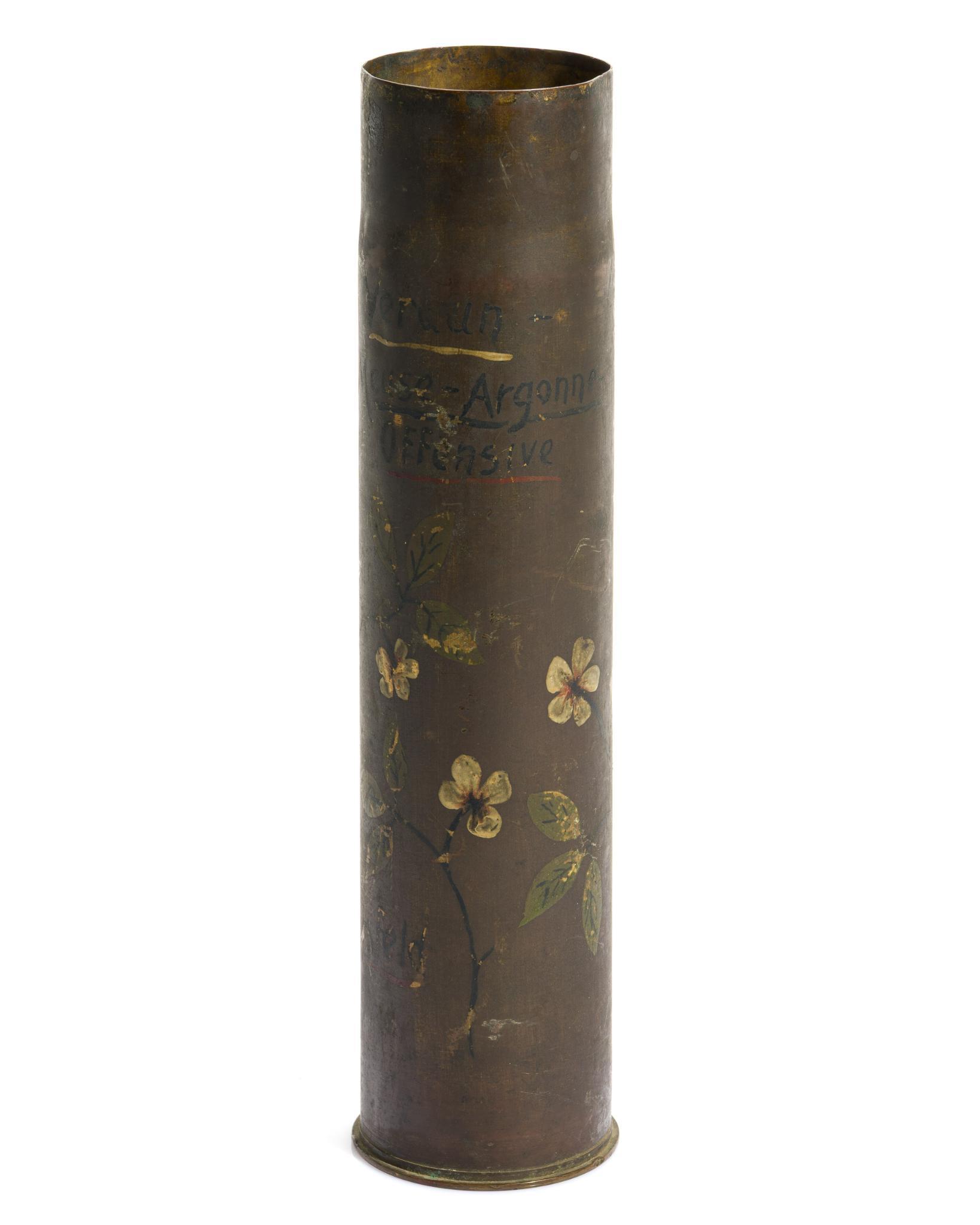 WWI Painted Trench Art Shell Vase