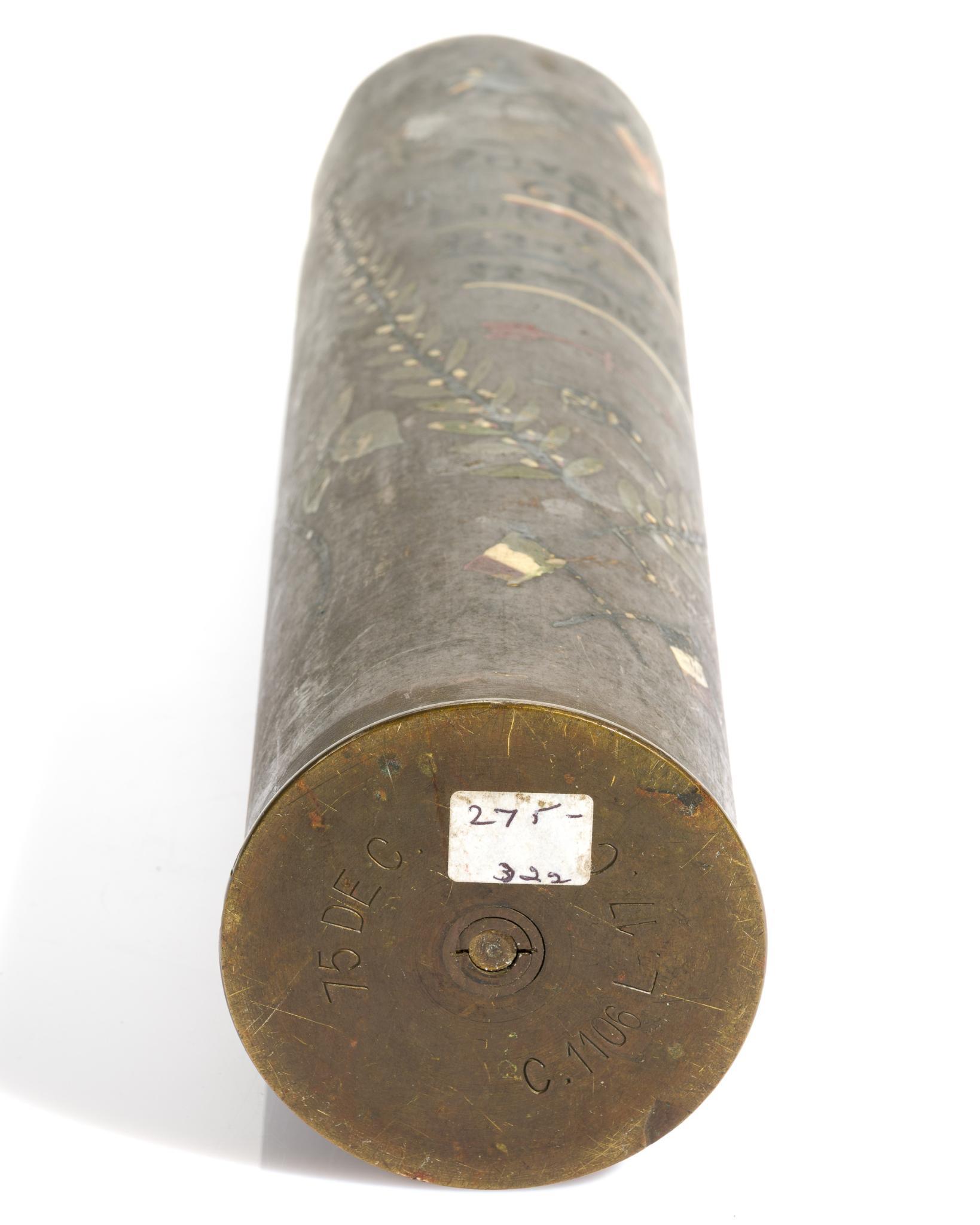 WWI Painted Trench Art Shell Vase