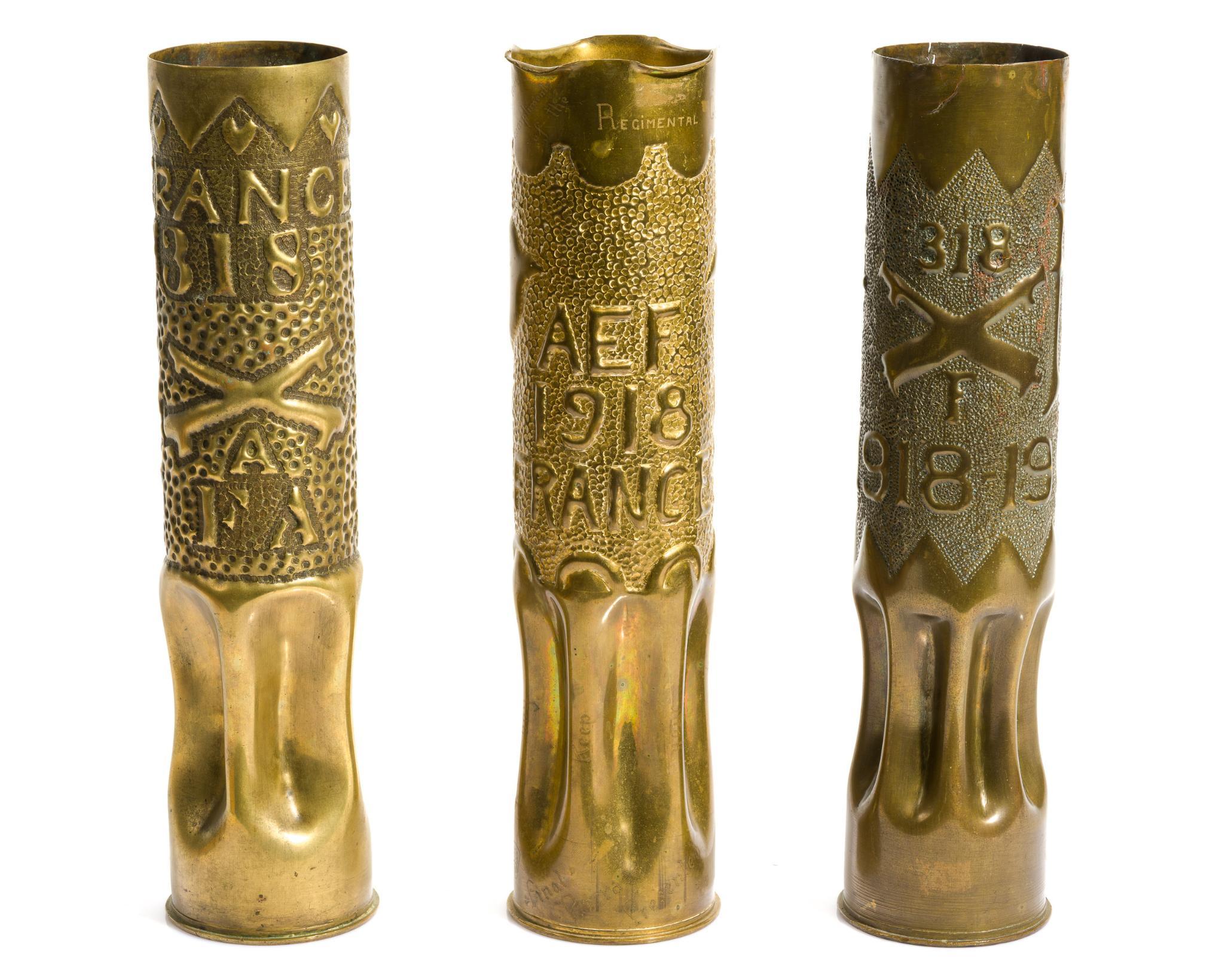 3 WWI Trench Art Shells