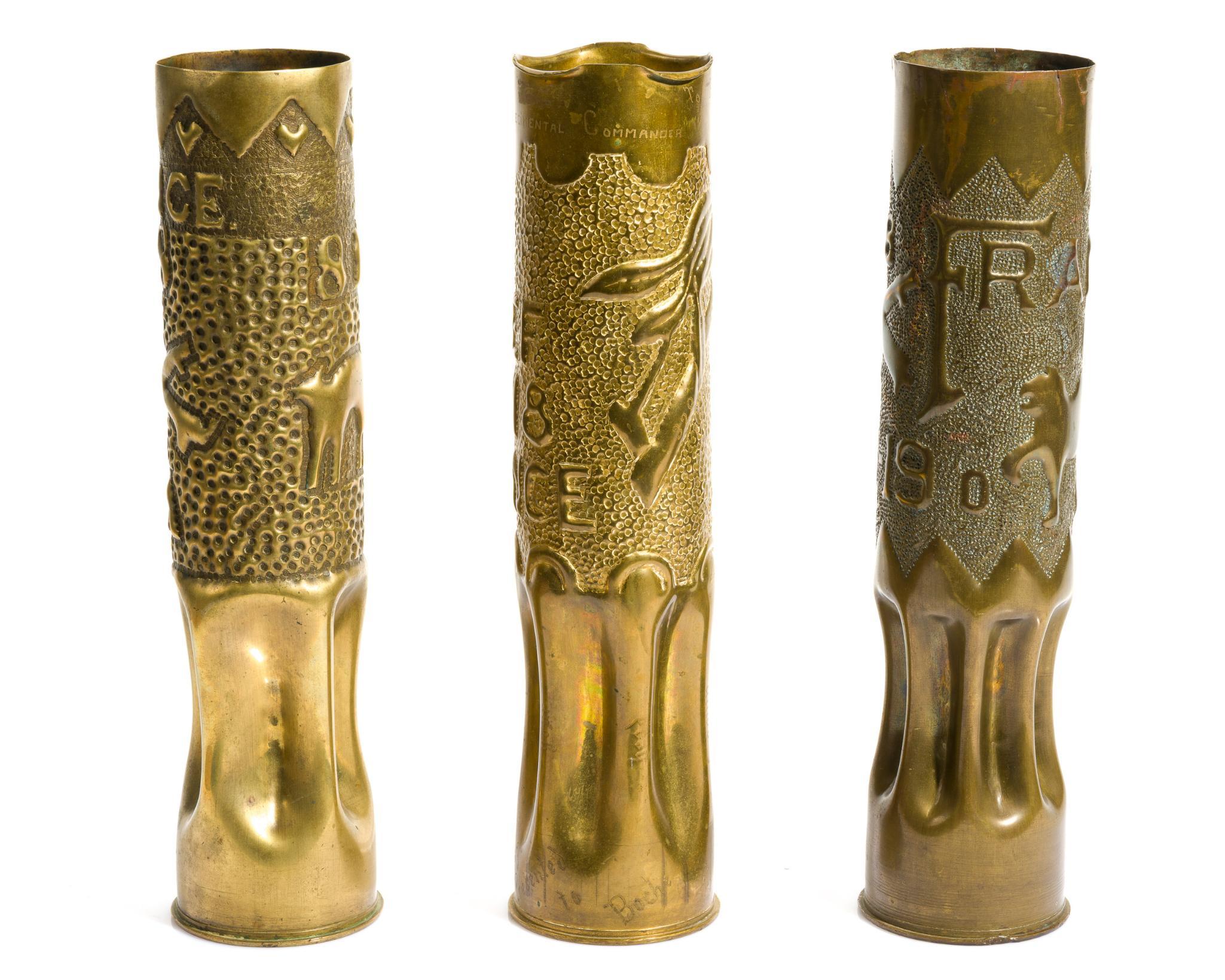 3 WWI Trench Art Shells