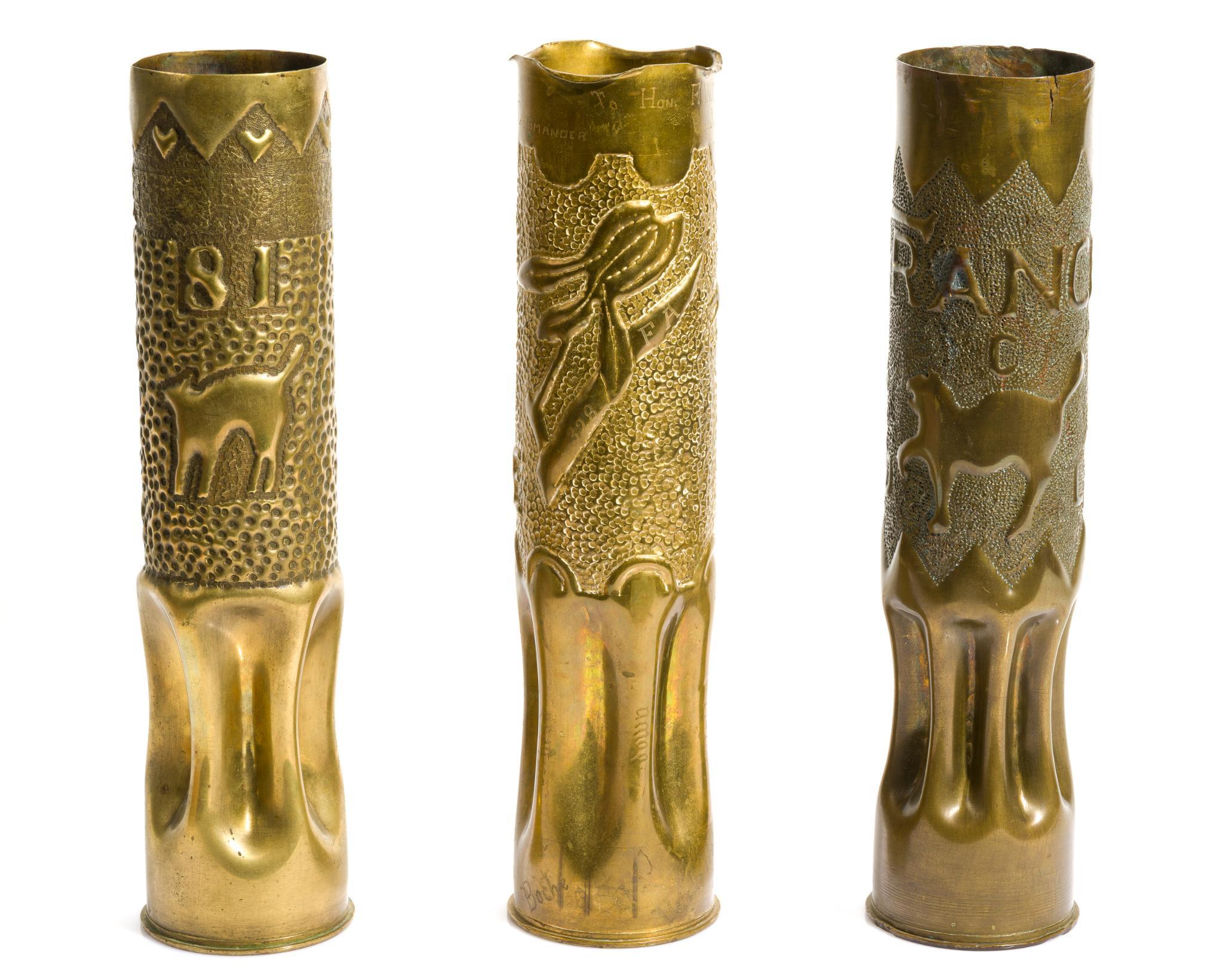 3 WWI Trench Art Shells
