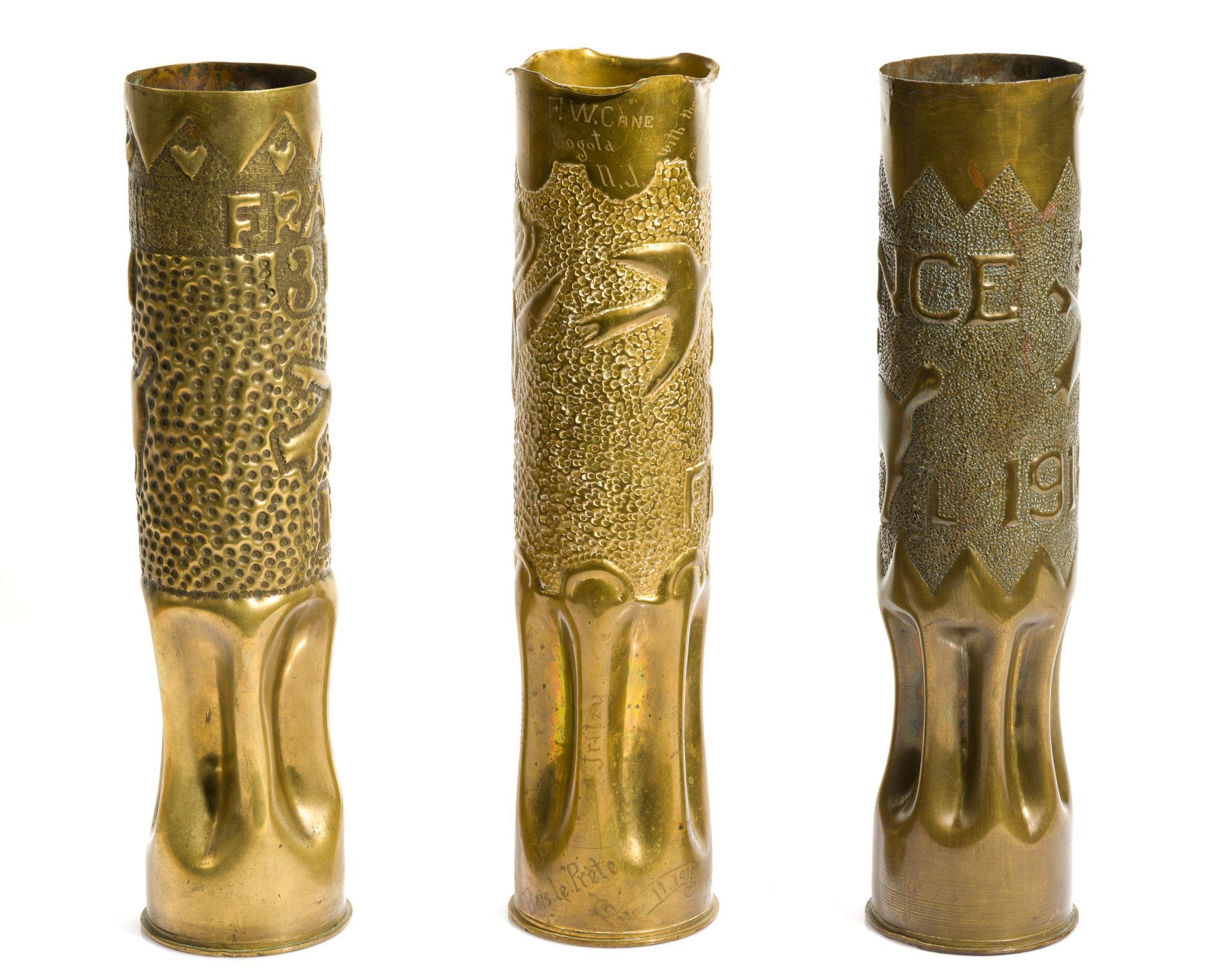 3 WWI Trench Art Shells