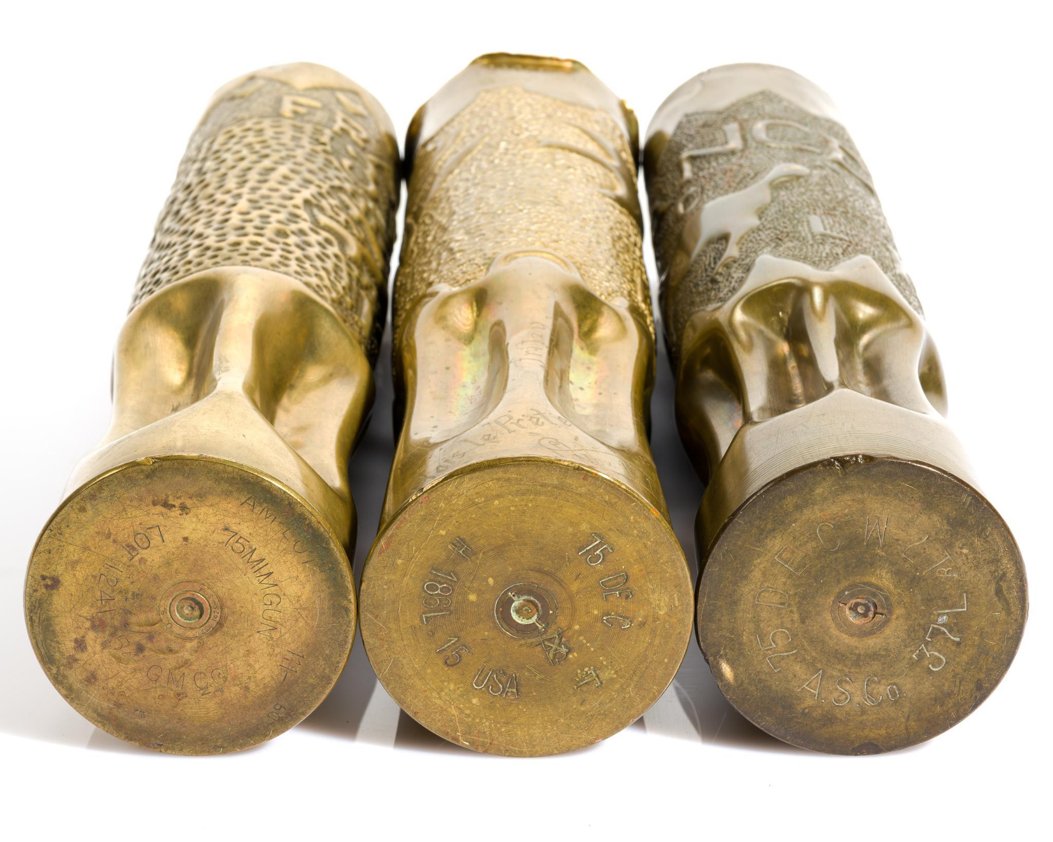 3 WWI Trench Art Shells