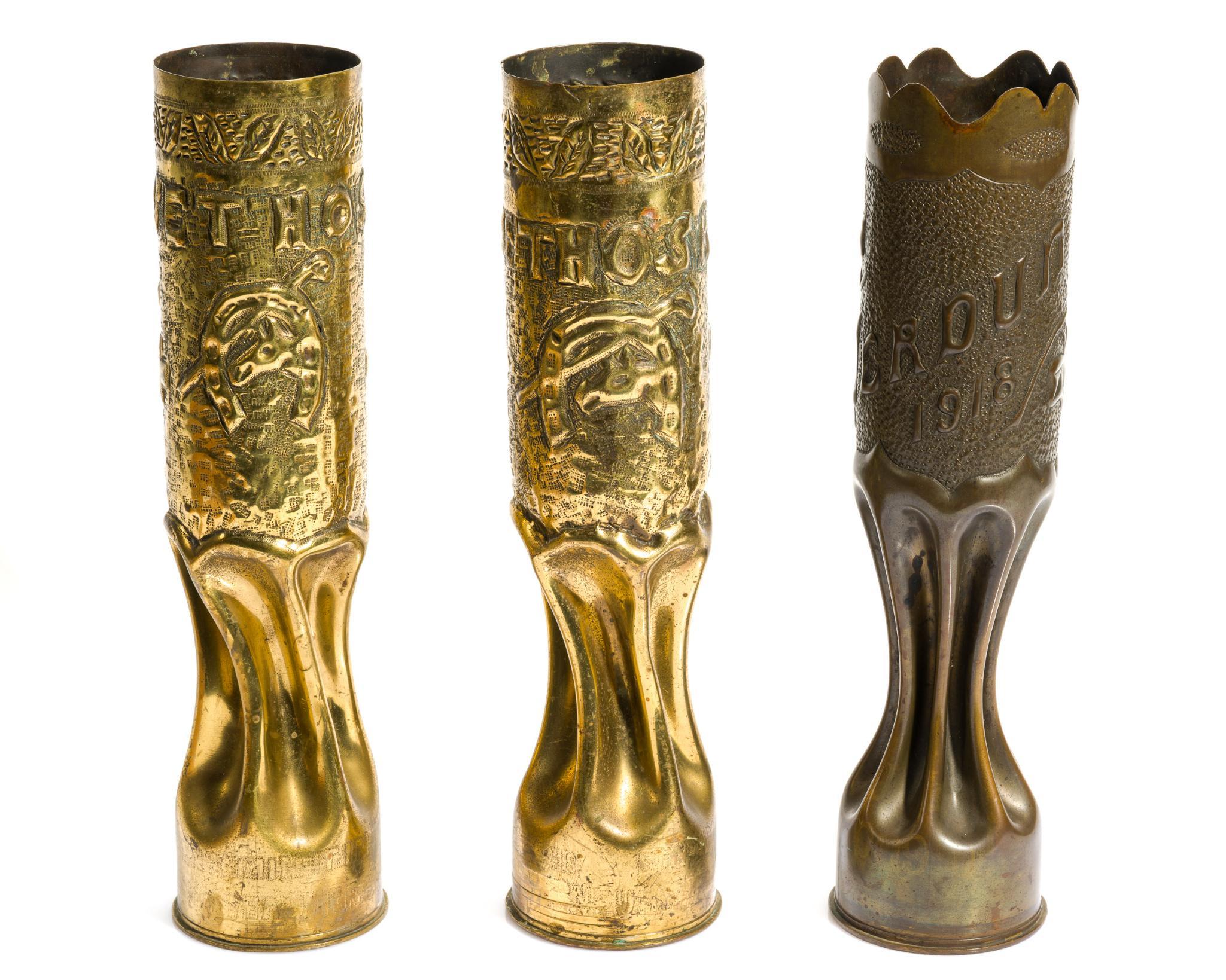 3 WWI Trench Art Shells