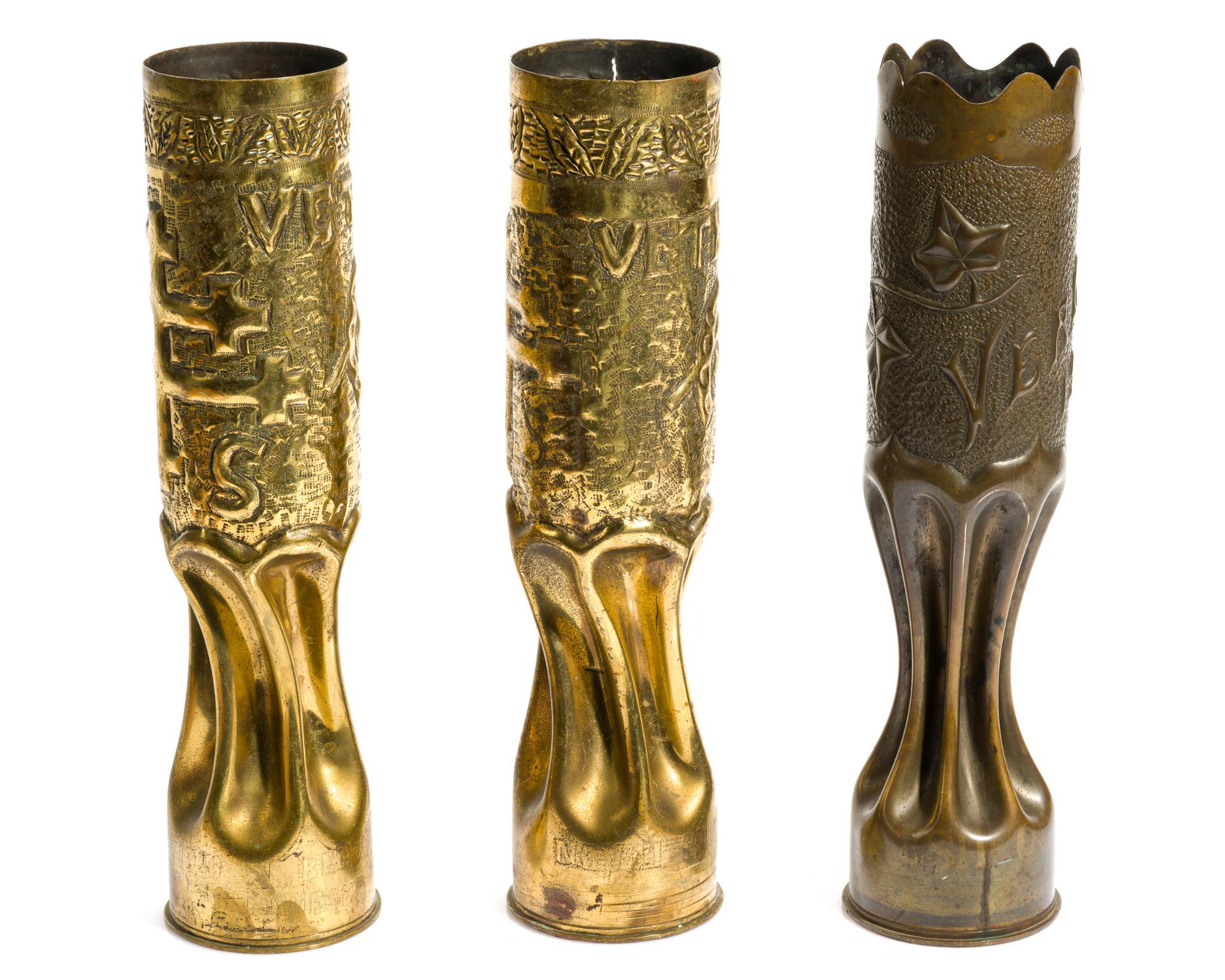 3 WWI Trench Art Shells