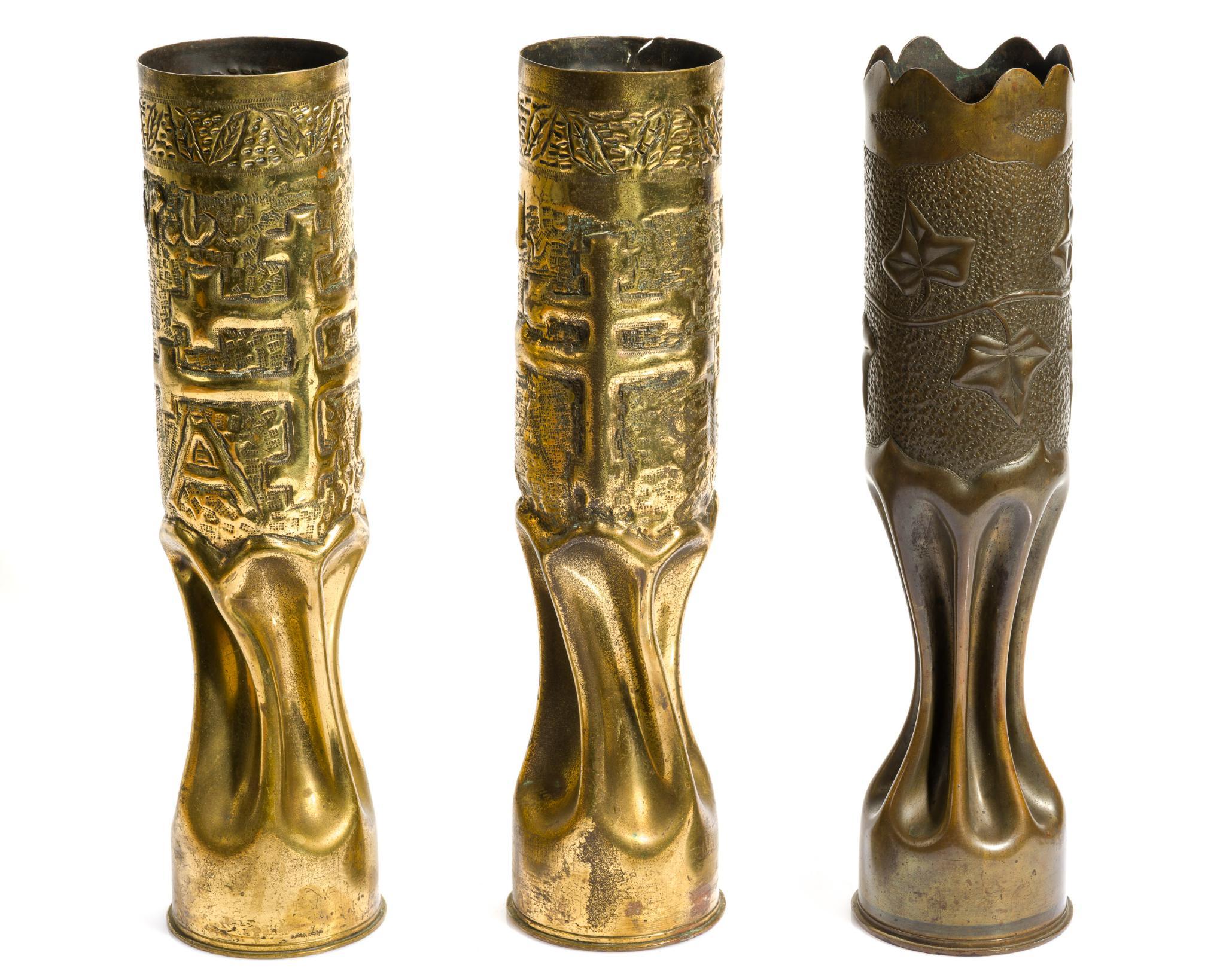 3 WWI Trench Art Shells