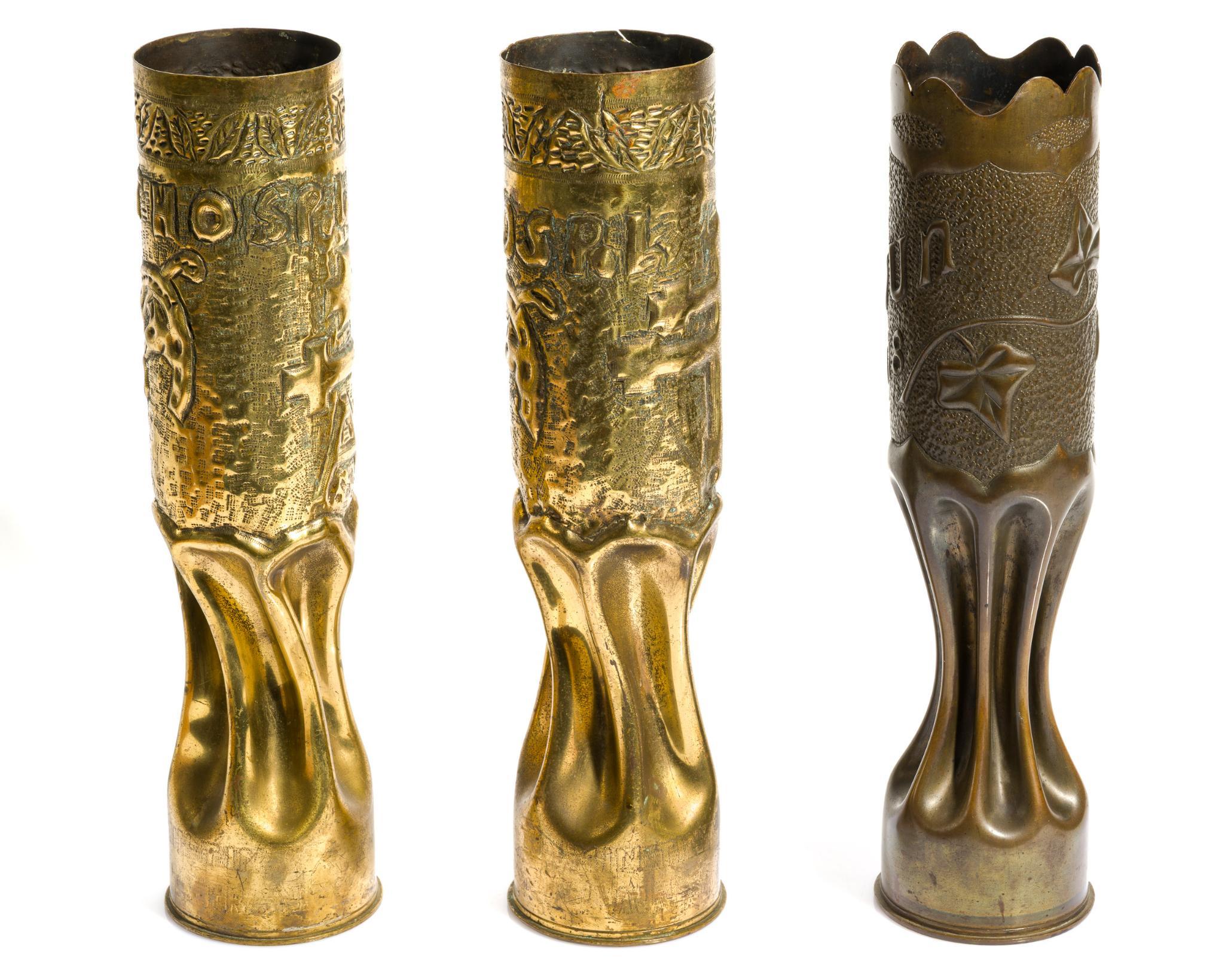3 WWI Trench Art Shells