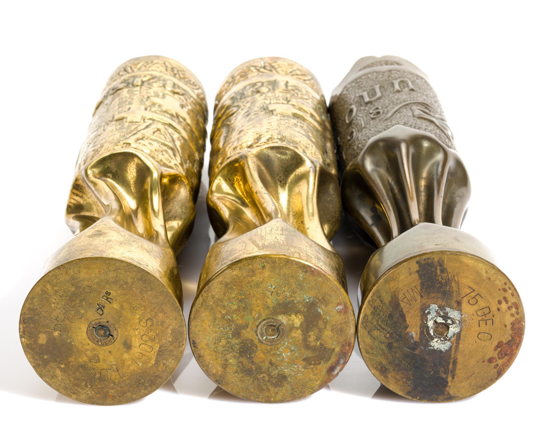 3 WWI Trench Art Shells