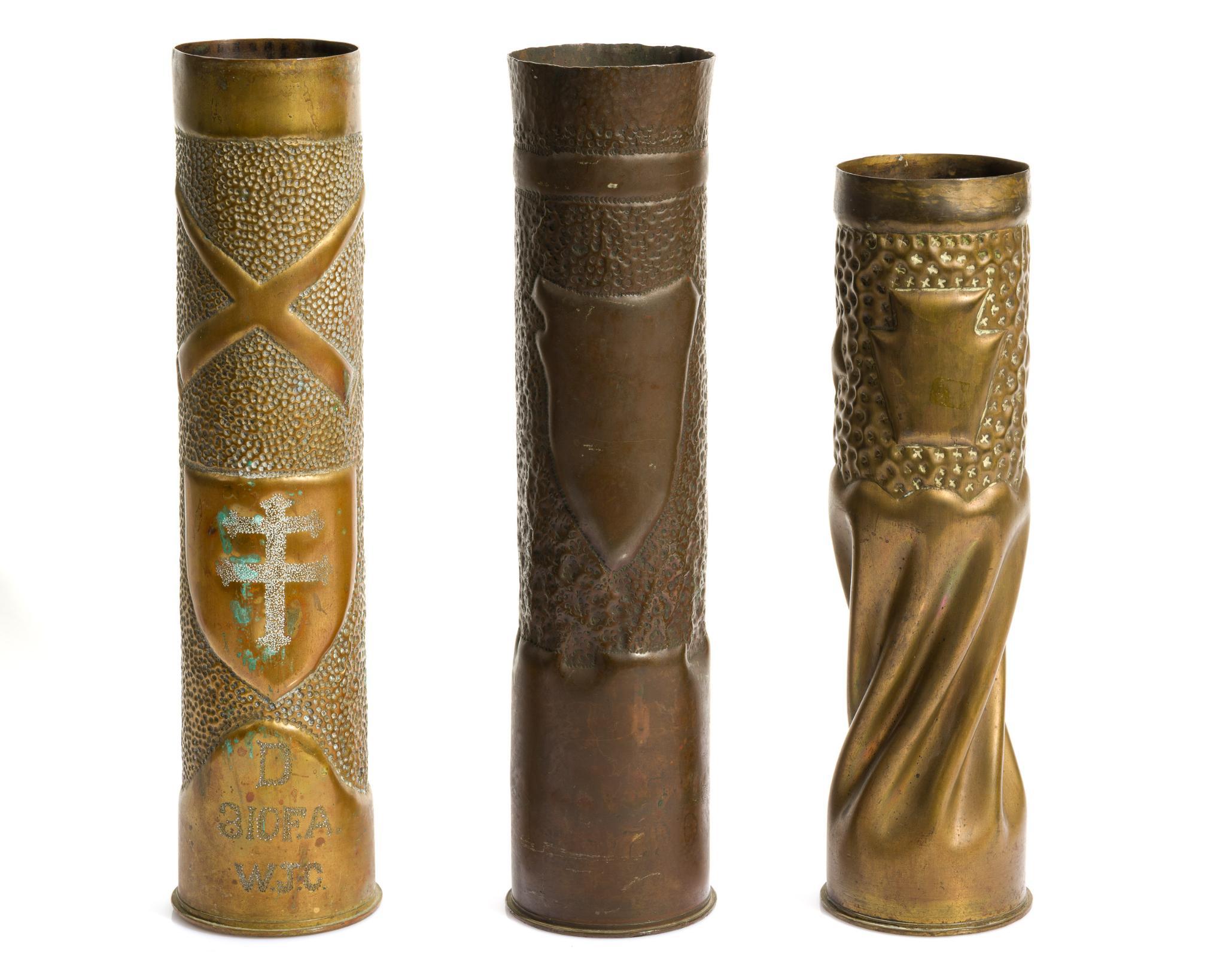 3 WWI Trench Art Shells