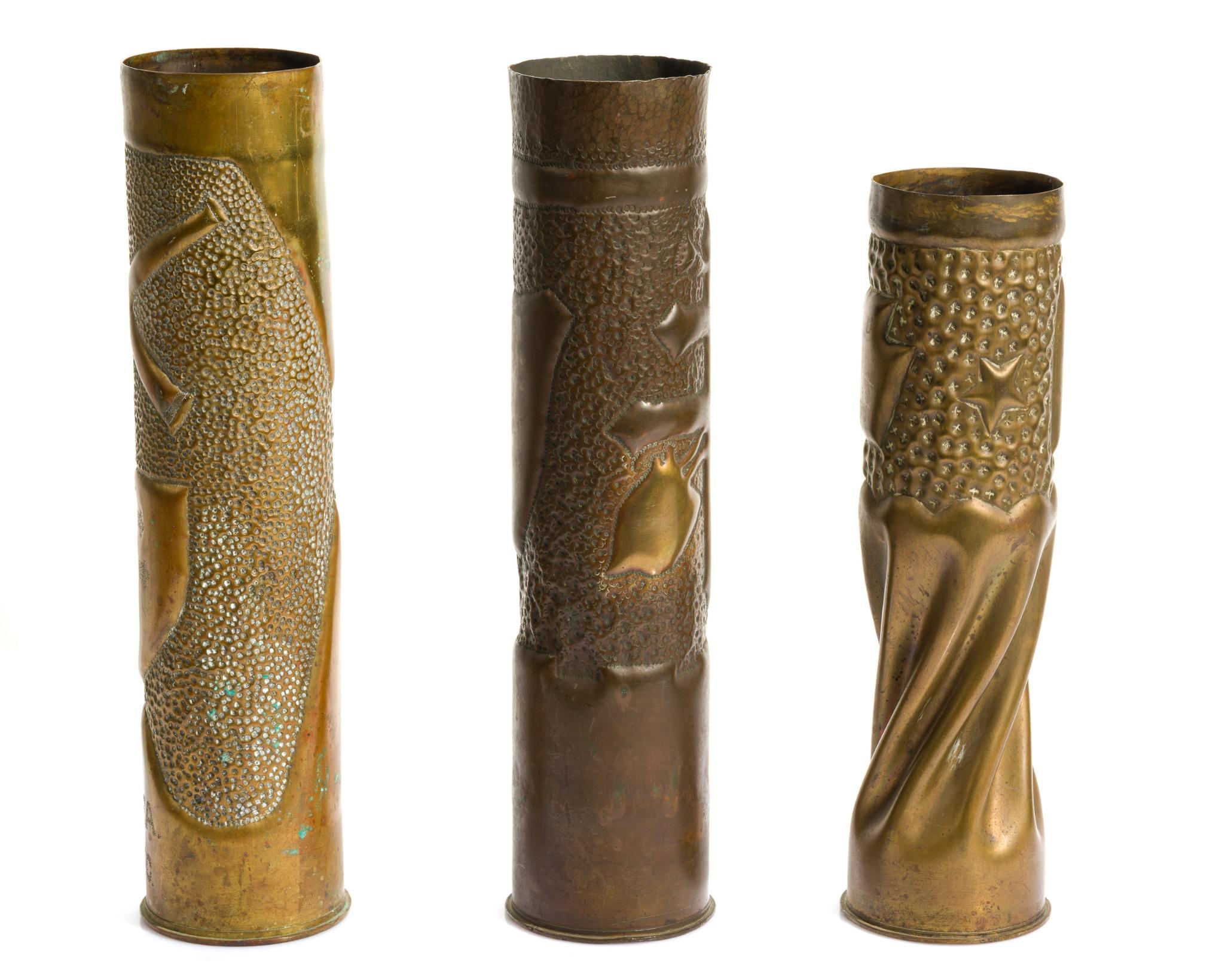 3 WWI Trench Art Shells